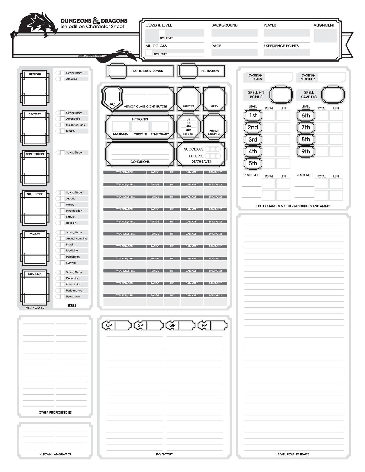 Dnd Character Sheet Printable