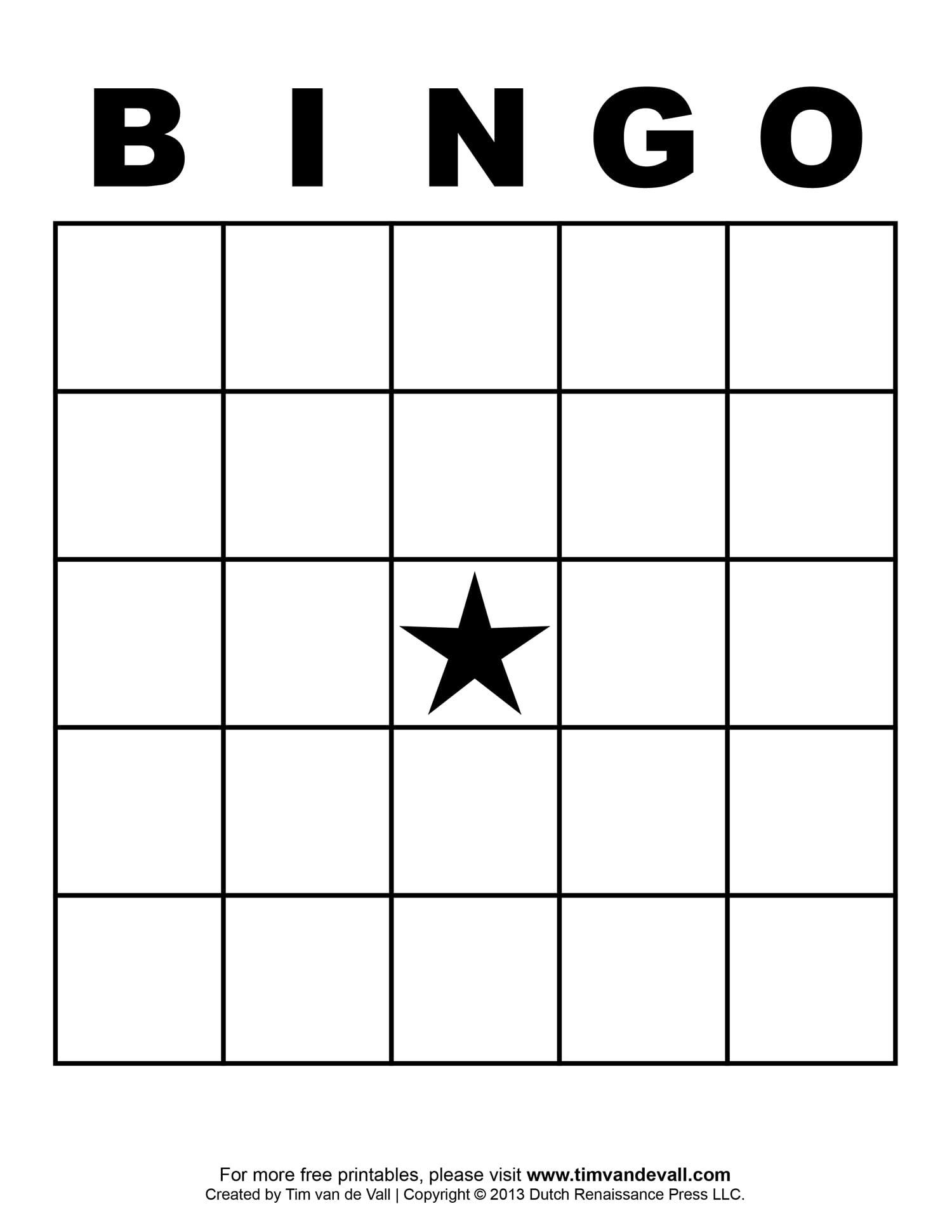 Printable Bingo Cards Template