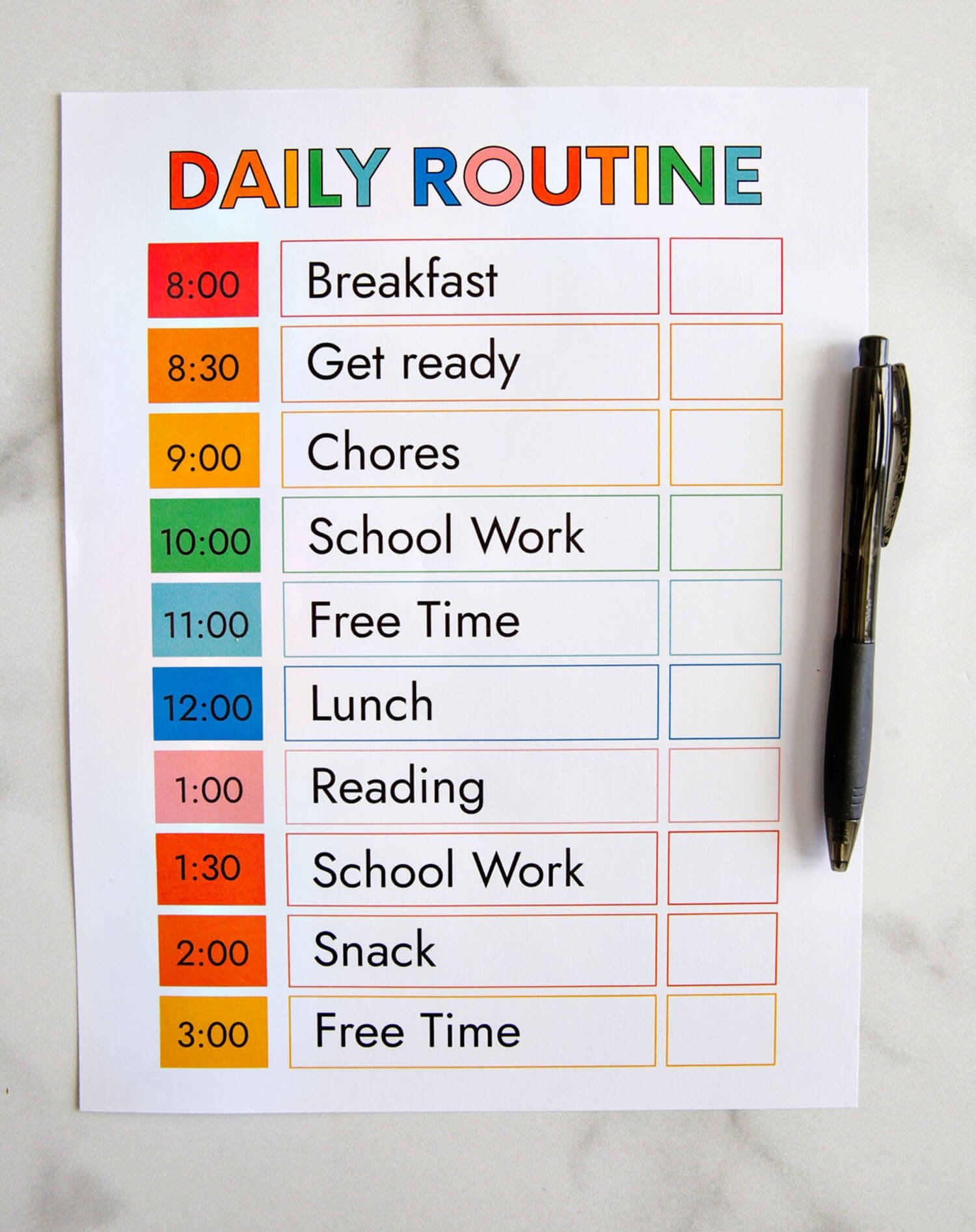 Free Daily Routine Printable