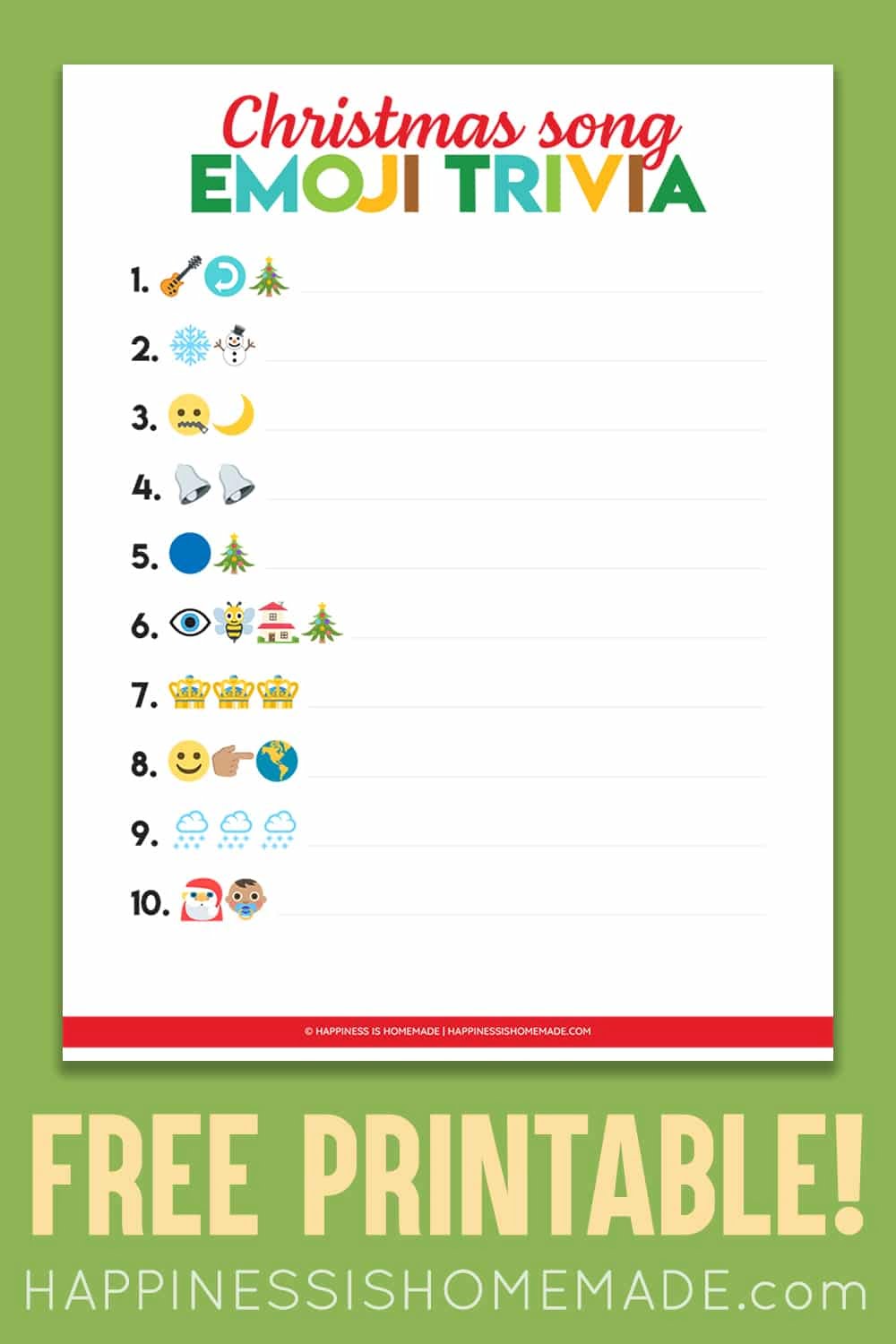 Printable Emoji Christmas Quiz