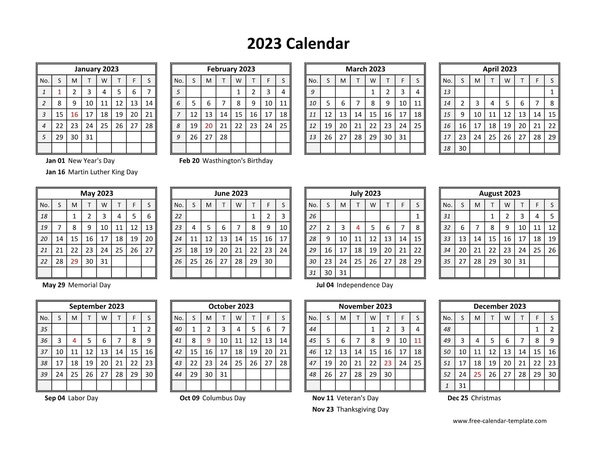 Printable Desktop Calendar 2023