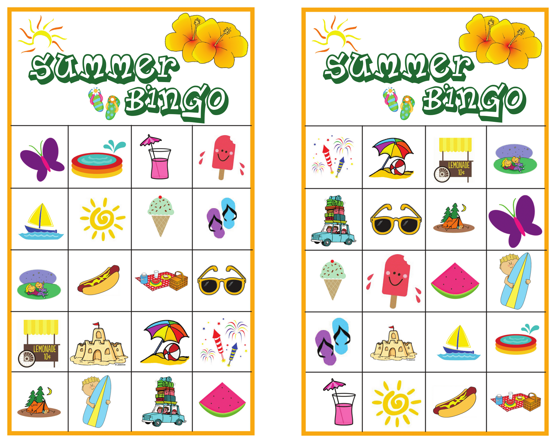 Printable Bingo Cards Summer
