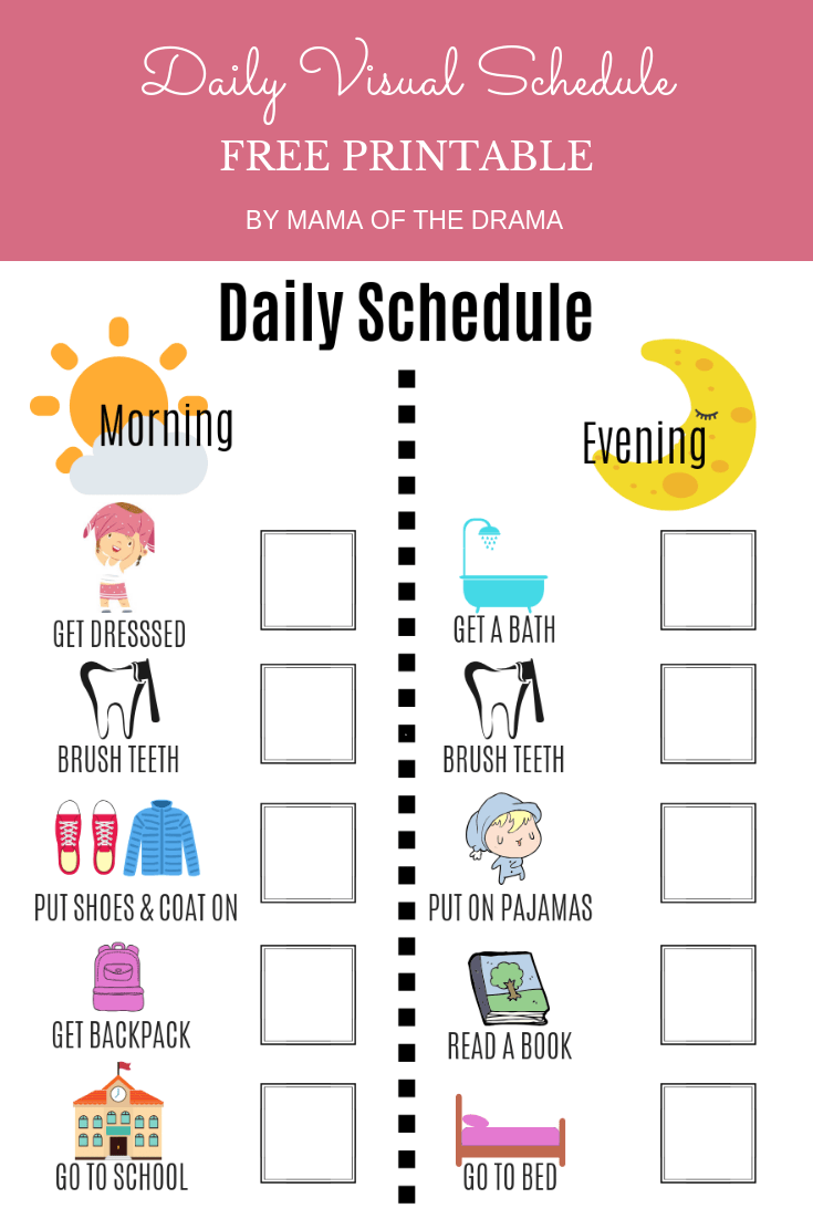 Printable Daily Schedule Kindergarten