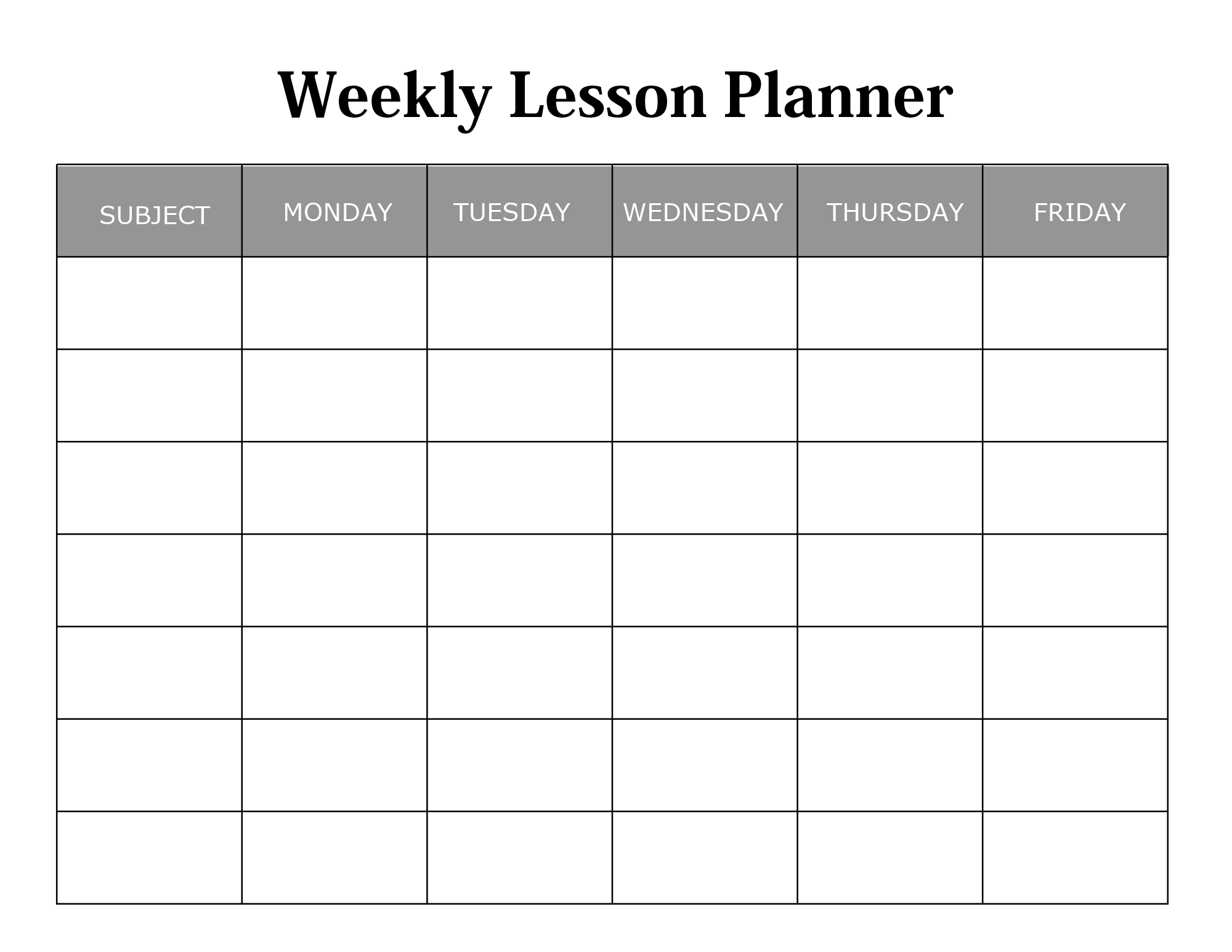 Printable Daily Lesson Planner