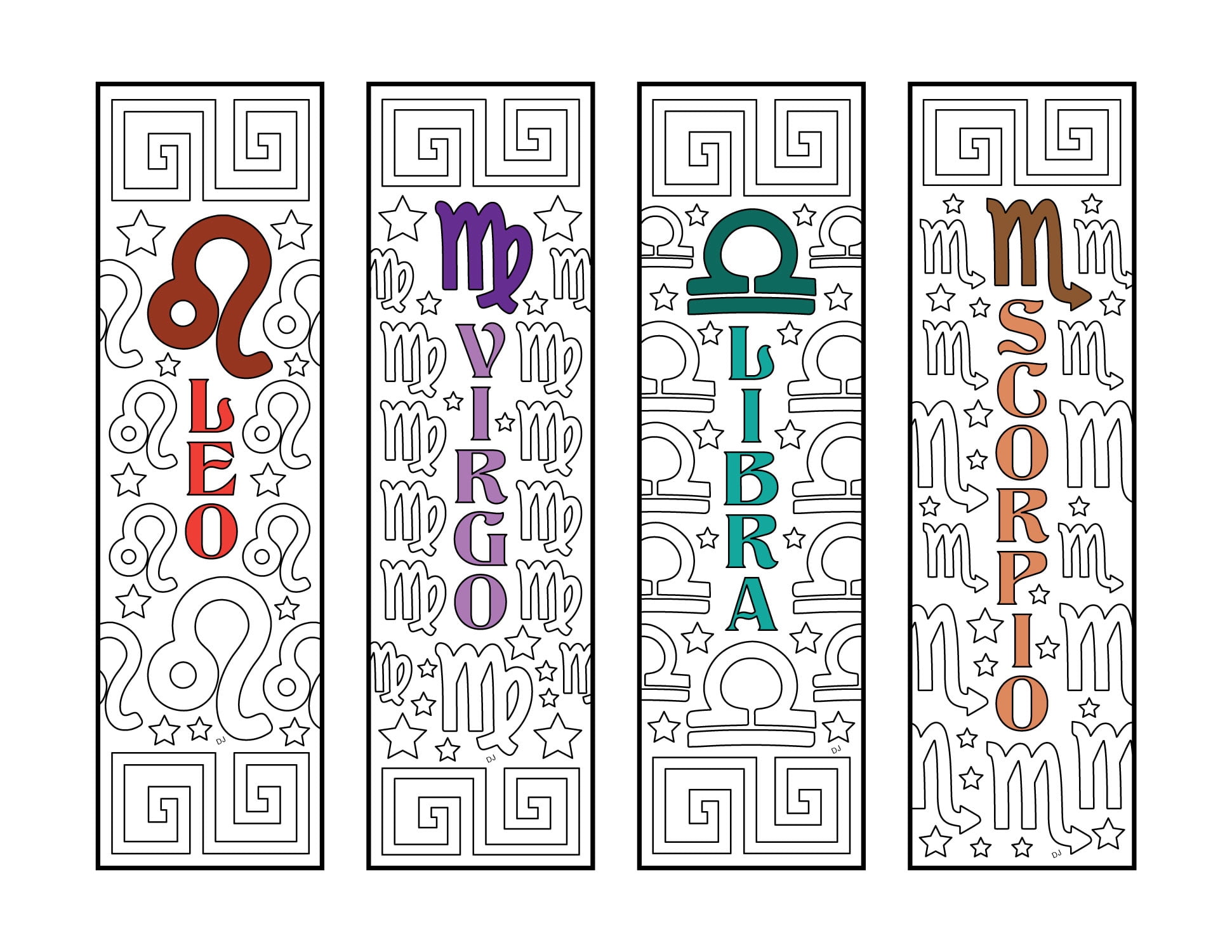 Free Printable Zodiac Bookmarks