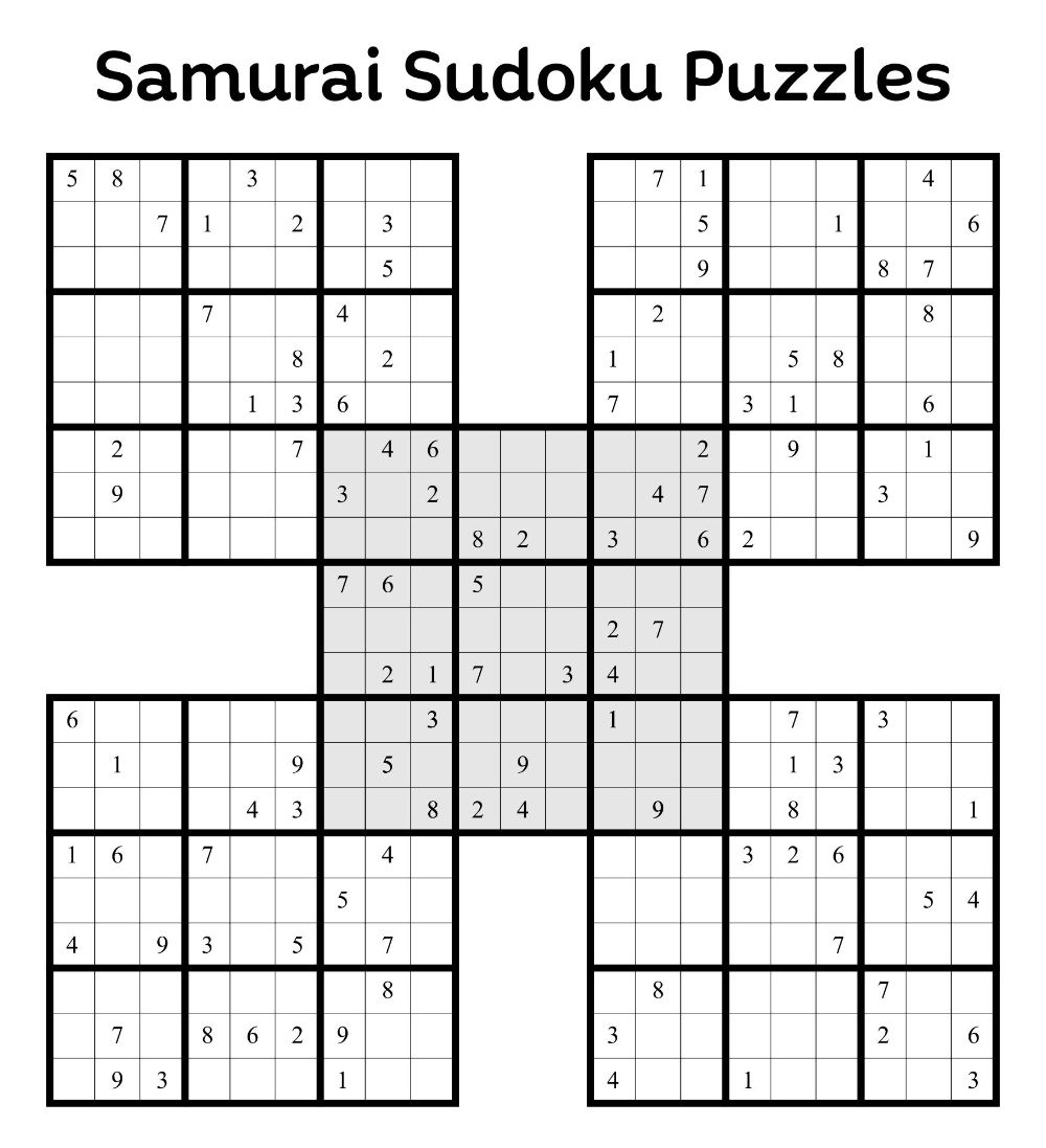 samurai sudoku free printable
