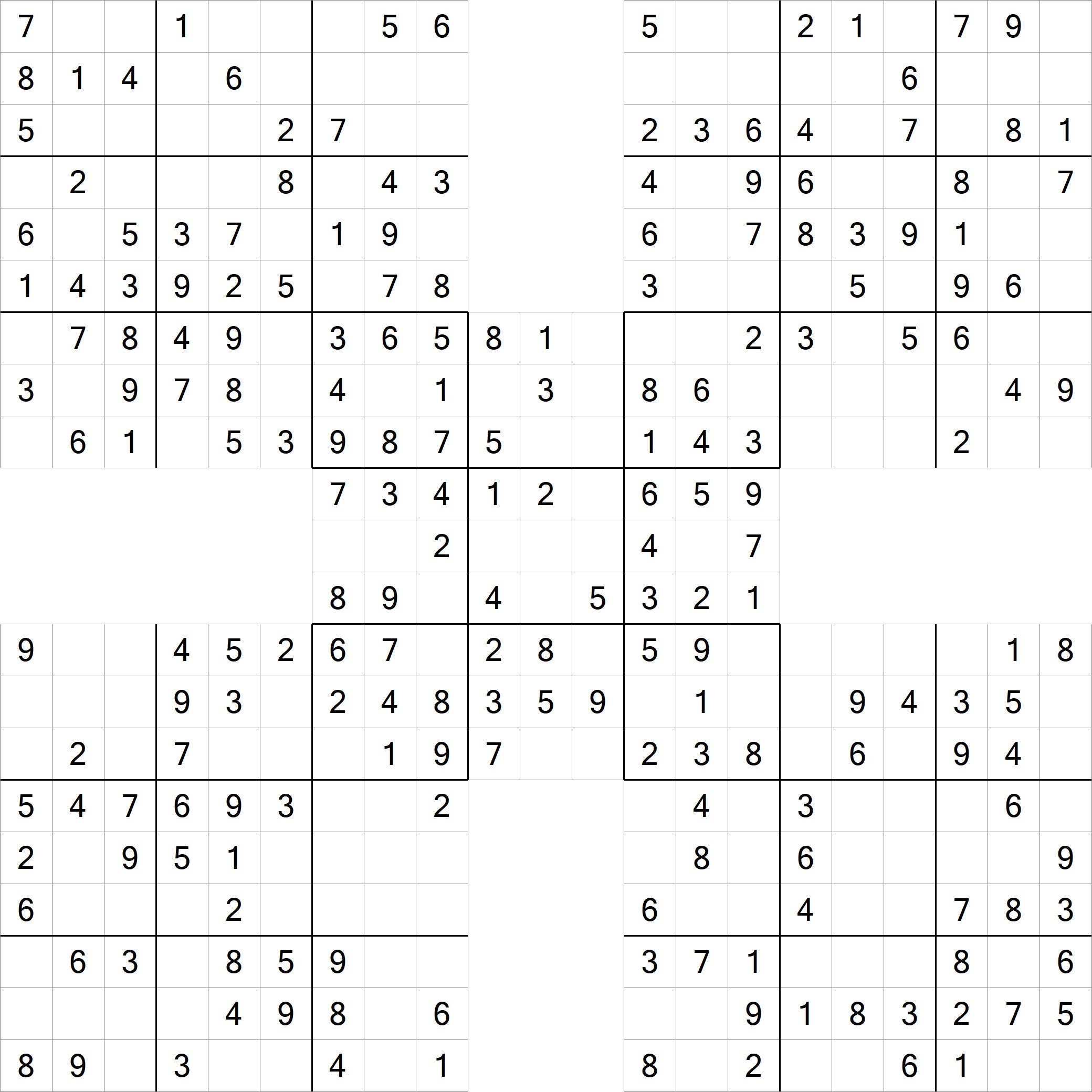 samurai sudoku free printable