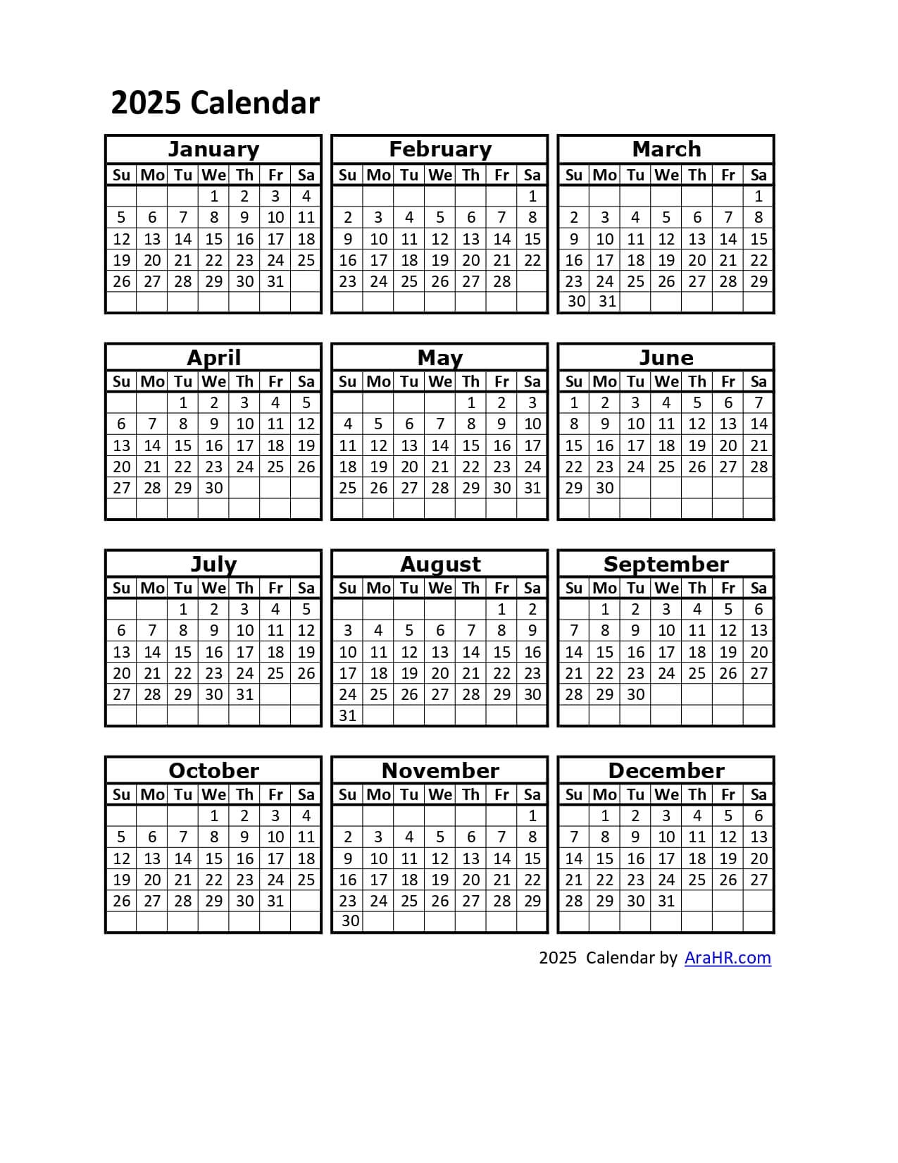 2025 attendance calendar printable free