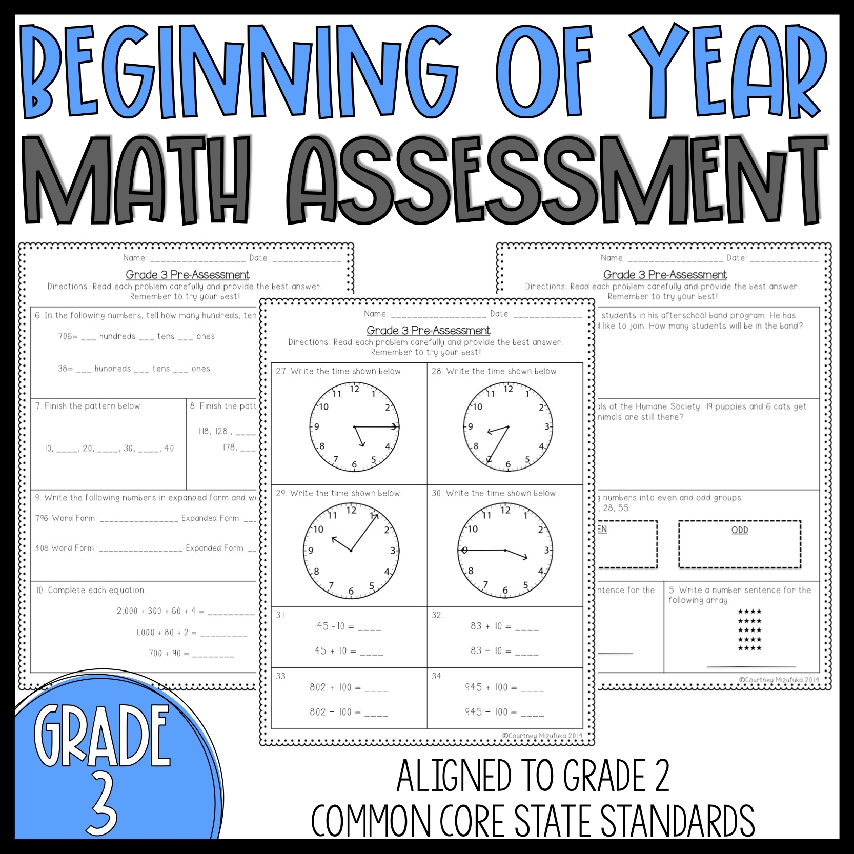 3rd grade assessment test printable free
