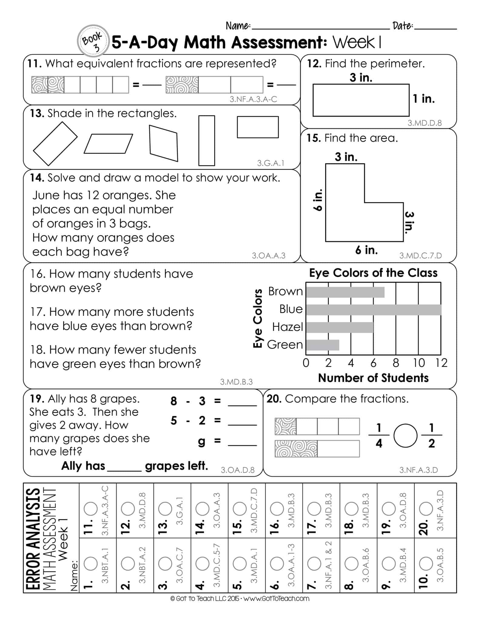 3rd grade assessment test printable free