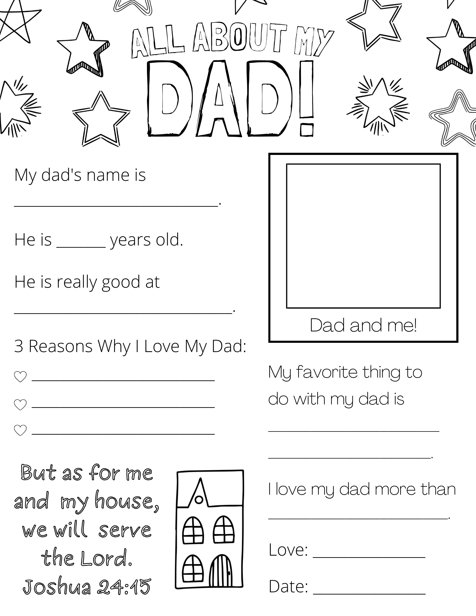 all about dad free printable