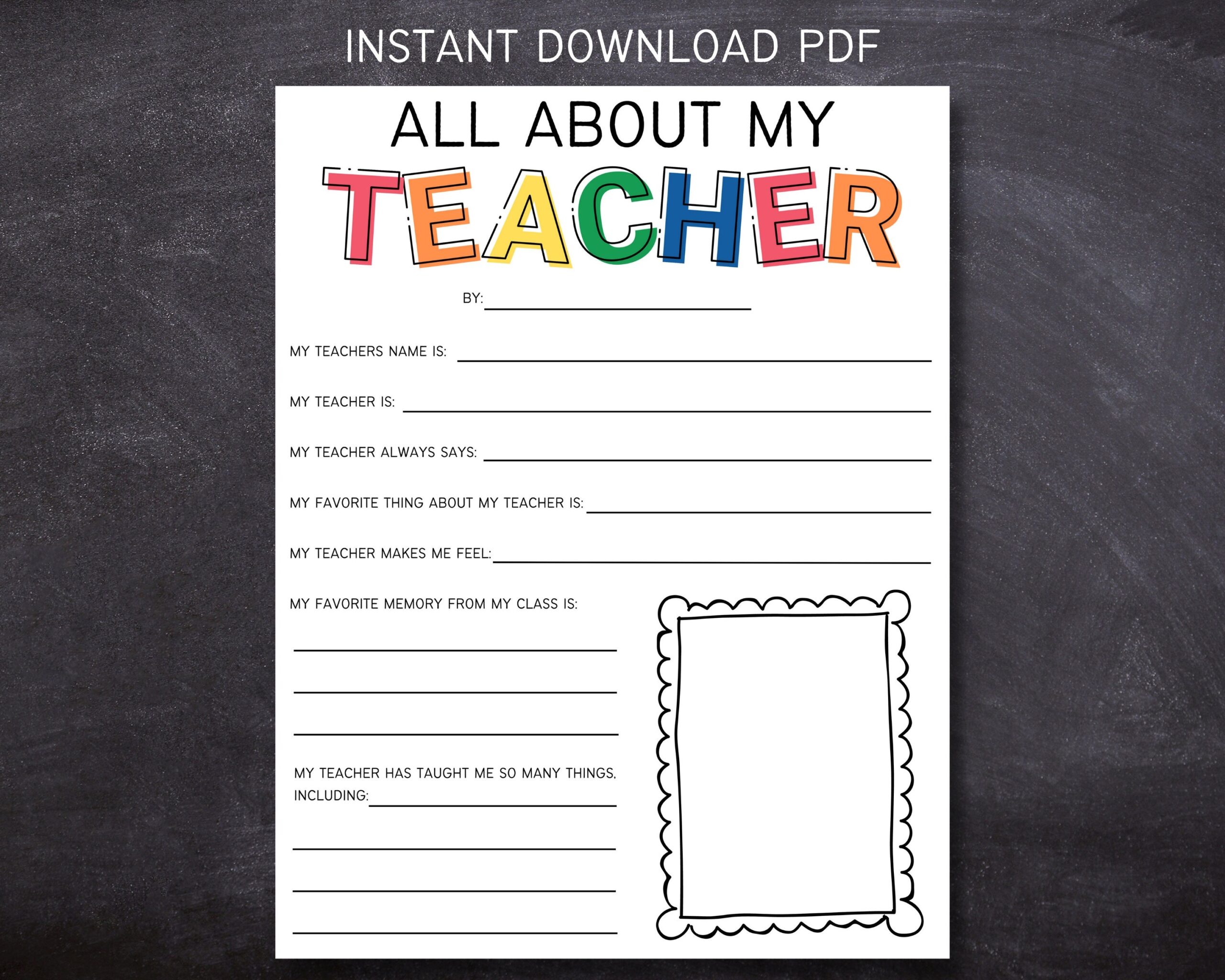 all about my teacher free printable