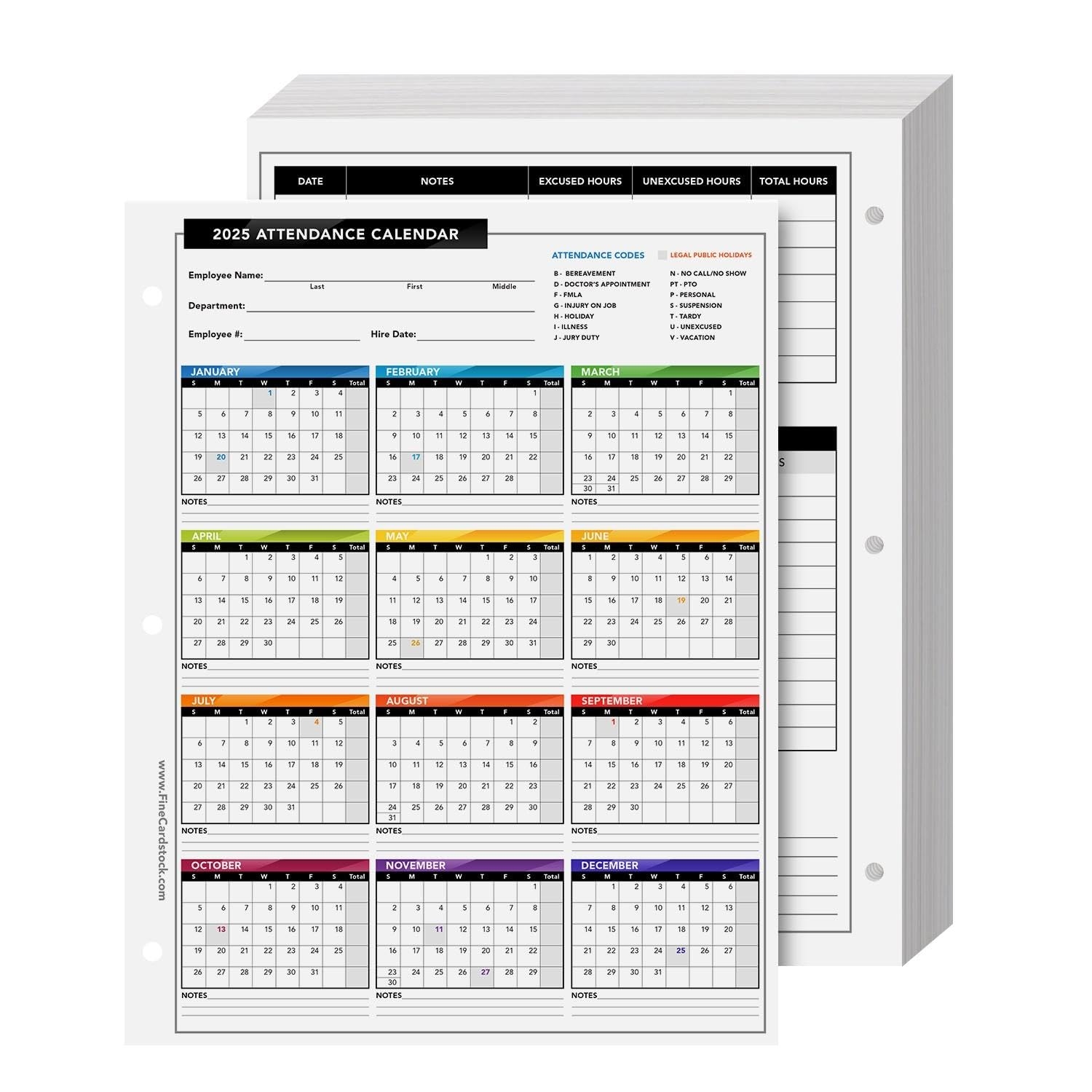 2025 attendance calendar printable free