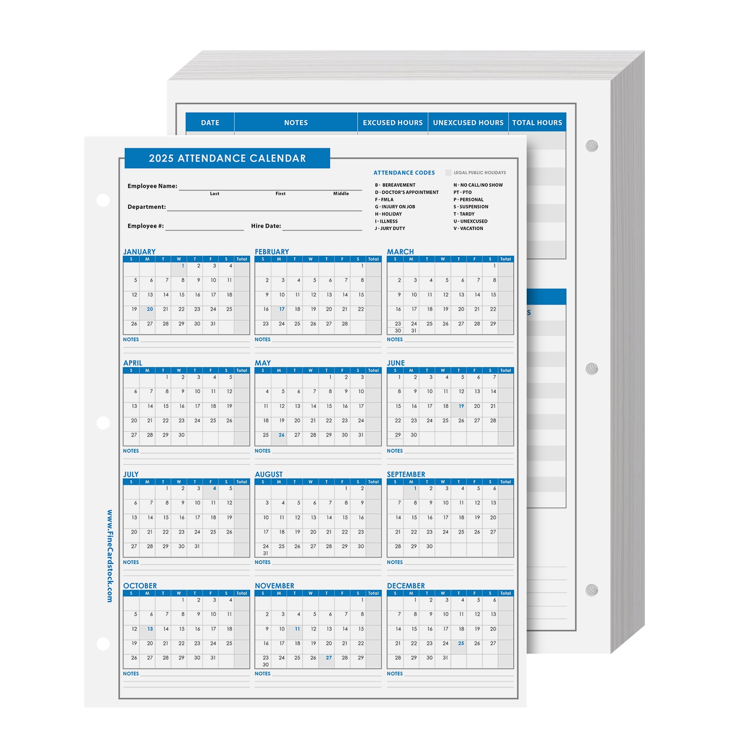 2025 attendance calendar printable free