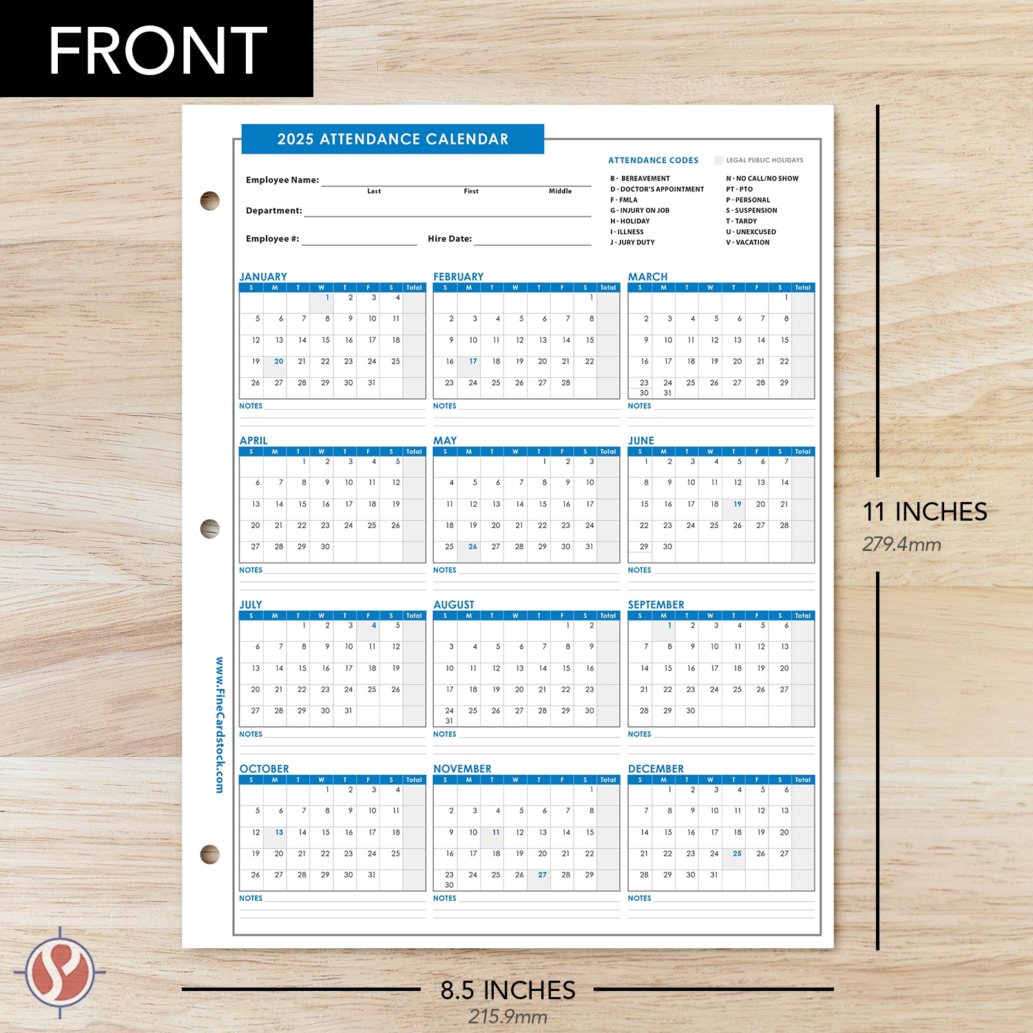 2025 attendance calendar printable free