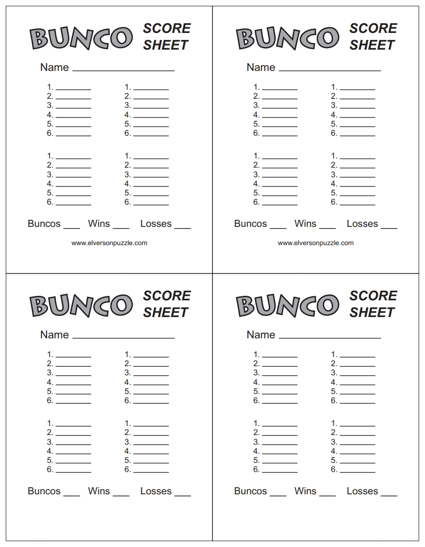 free printable bunco score sheets pdf