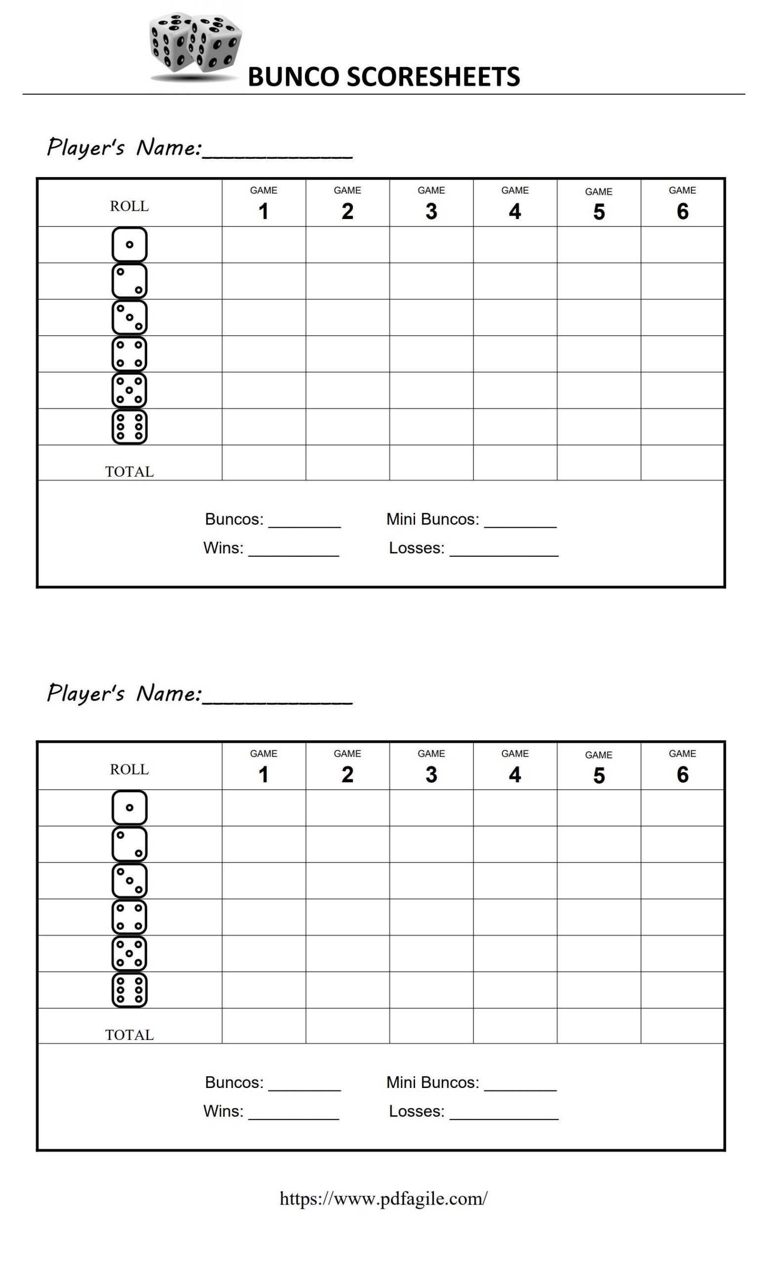 free printable bunco score sheets pdf