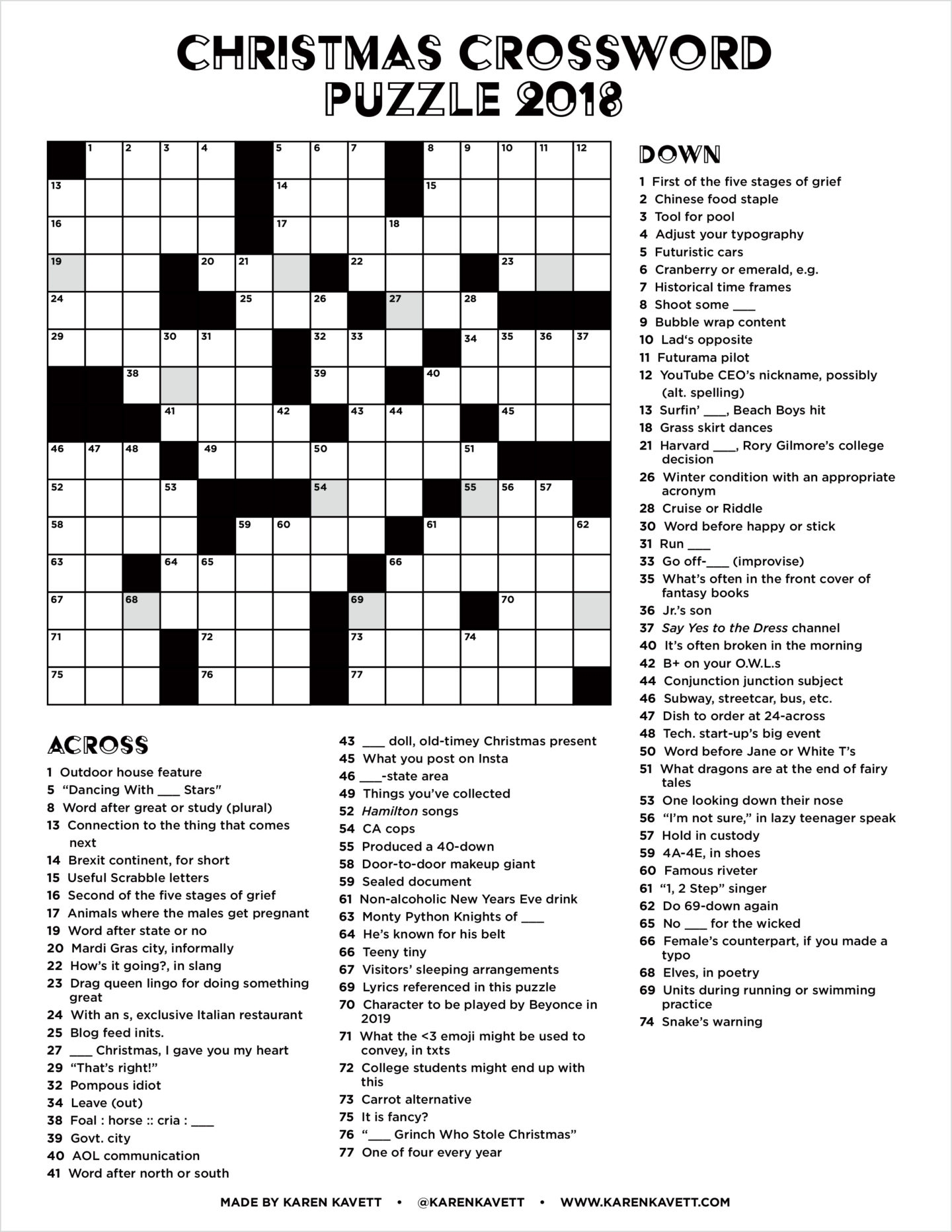 christmas crossword free printable