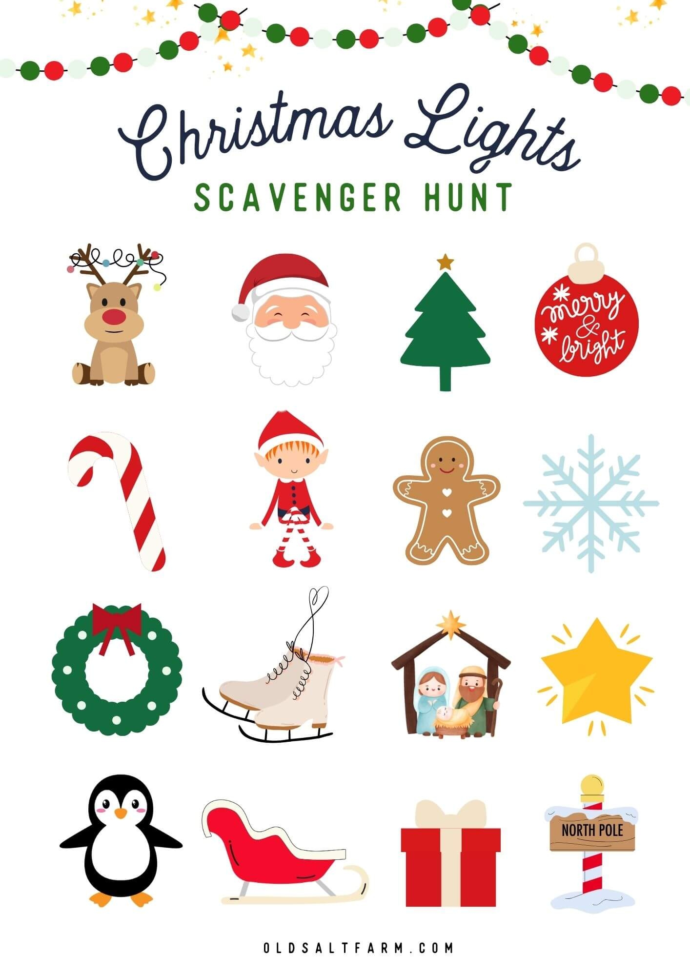 christmas light scavenger hunt free printable