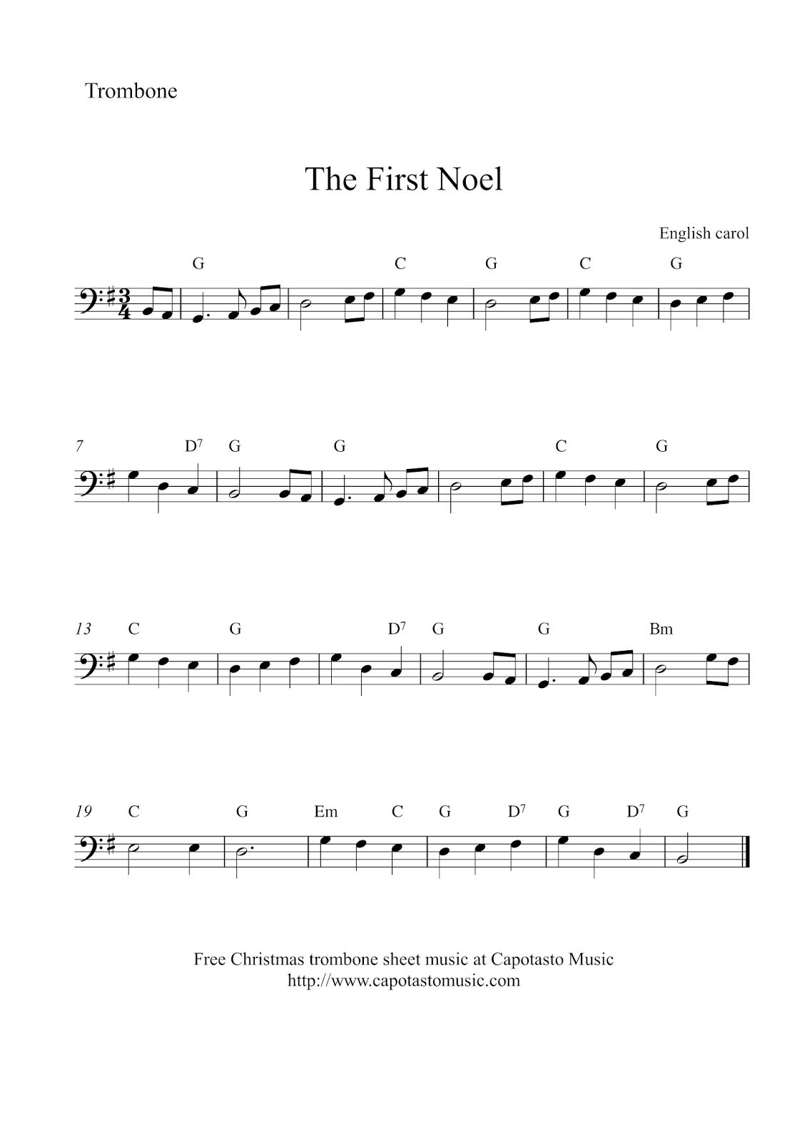 sheet music for trombone free printable