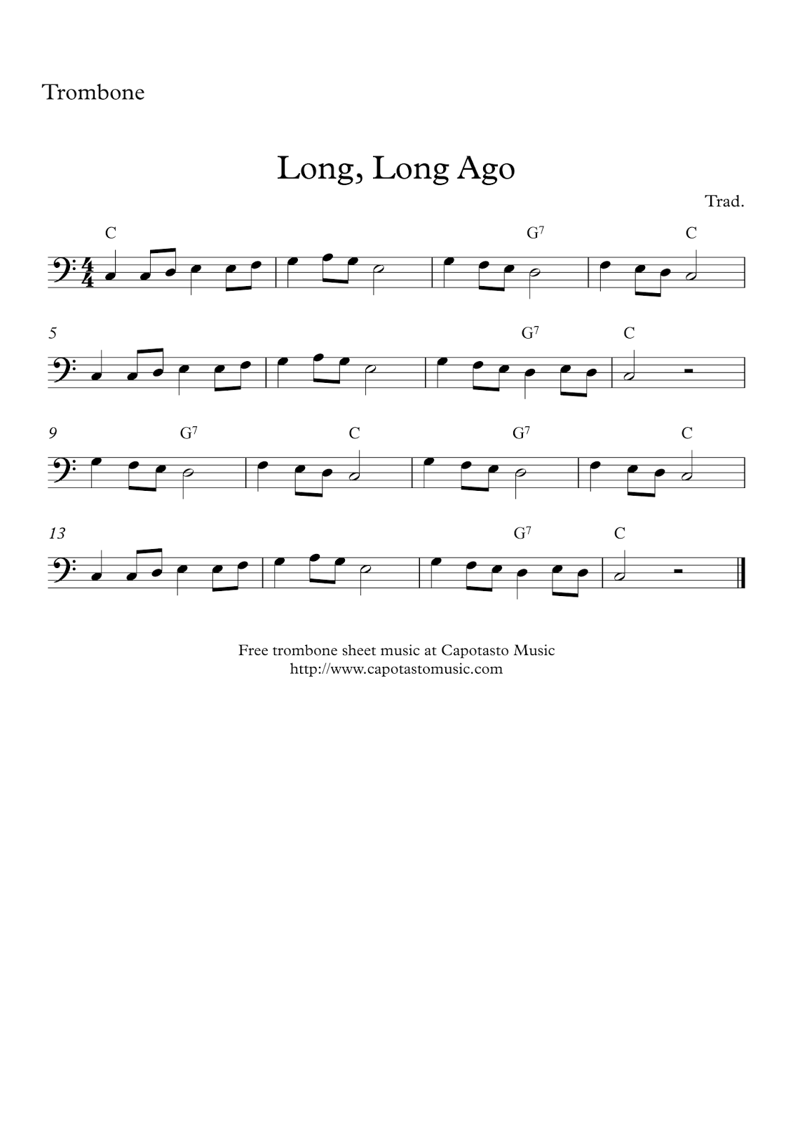 sheet music for trombone free printable