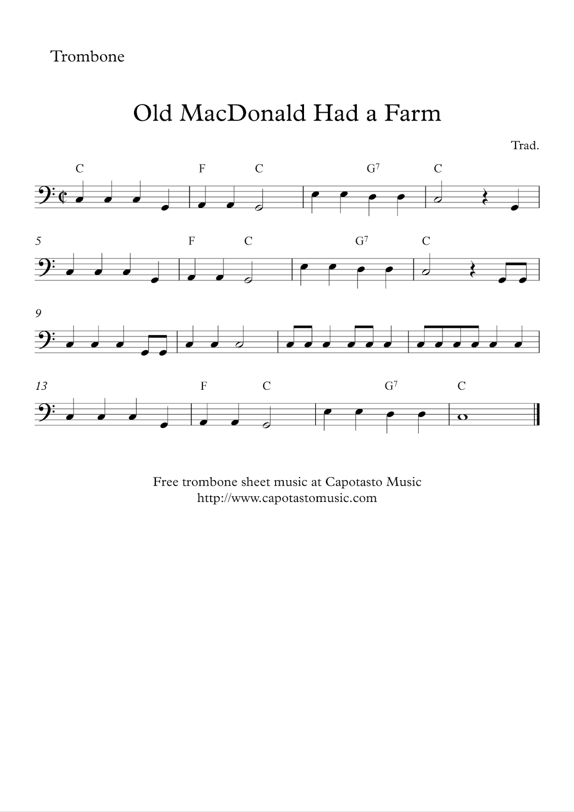sheet music for trombone free printable