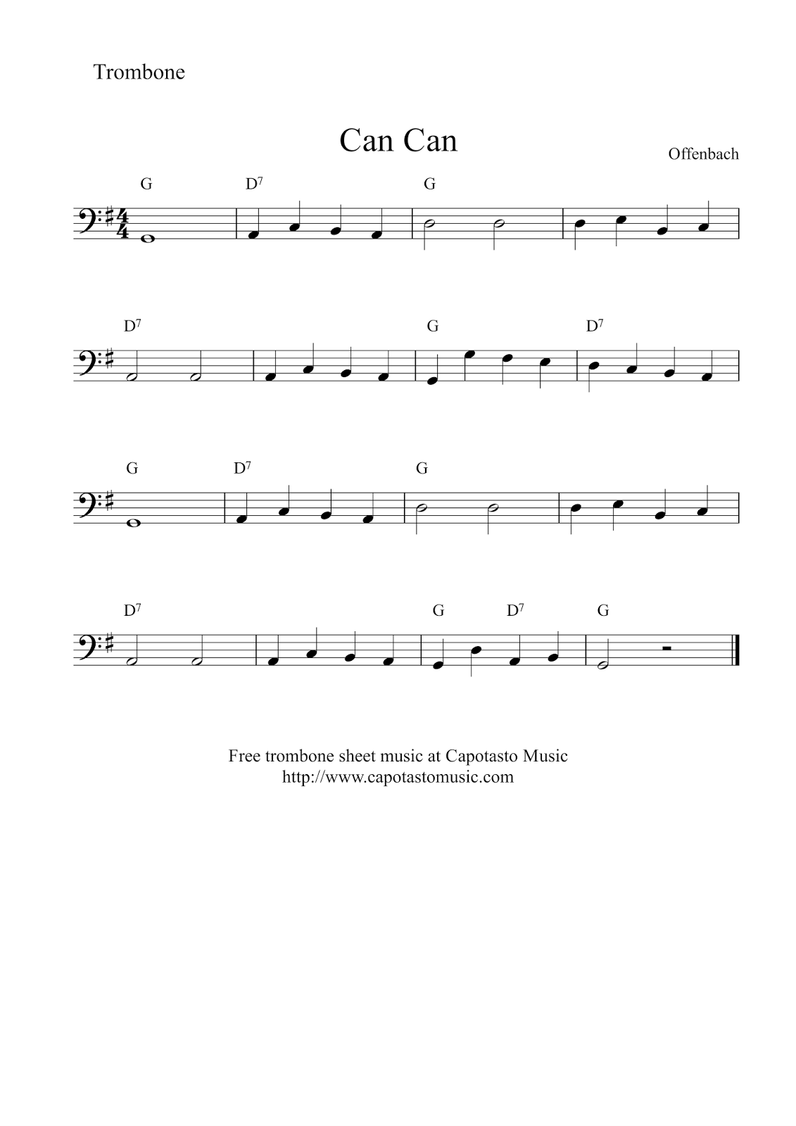 sheet music for trombone free printable