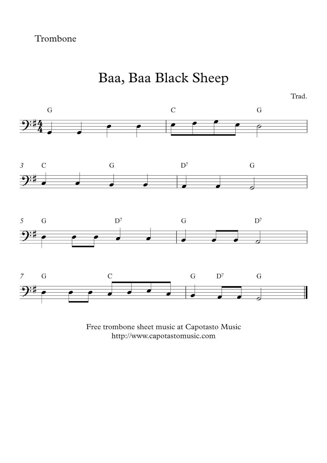 sheet music for trombone free printable