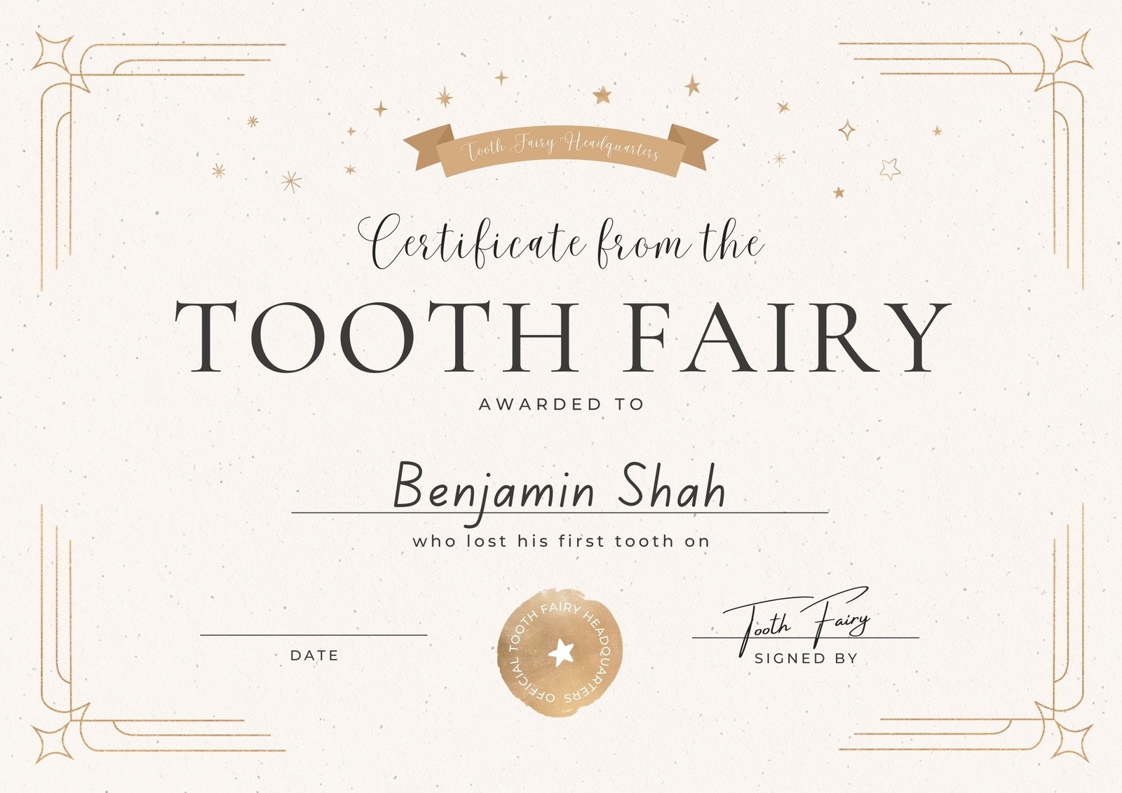free tooth fairy certificate printable