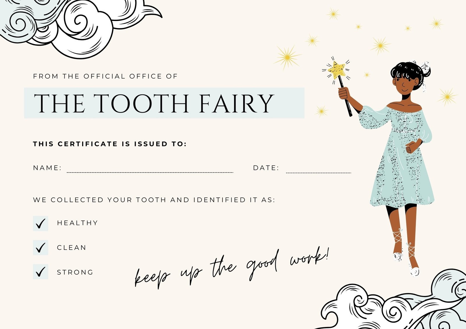 free tooth fairy certificate printable