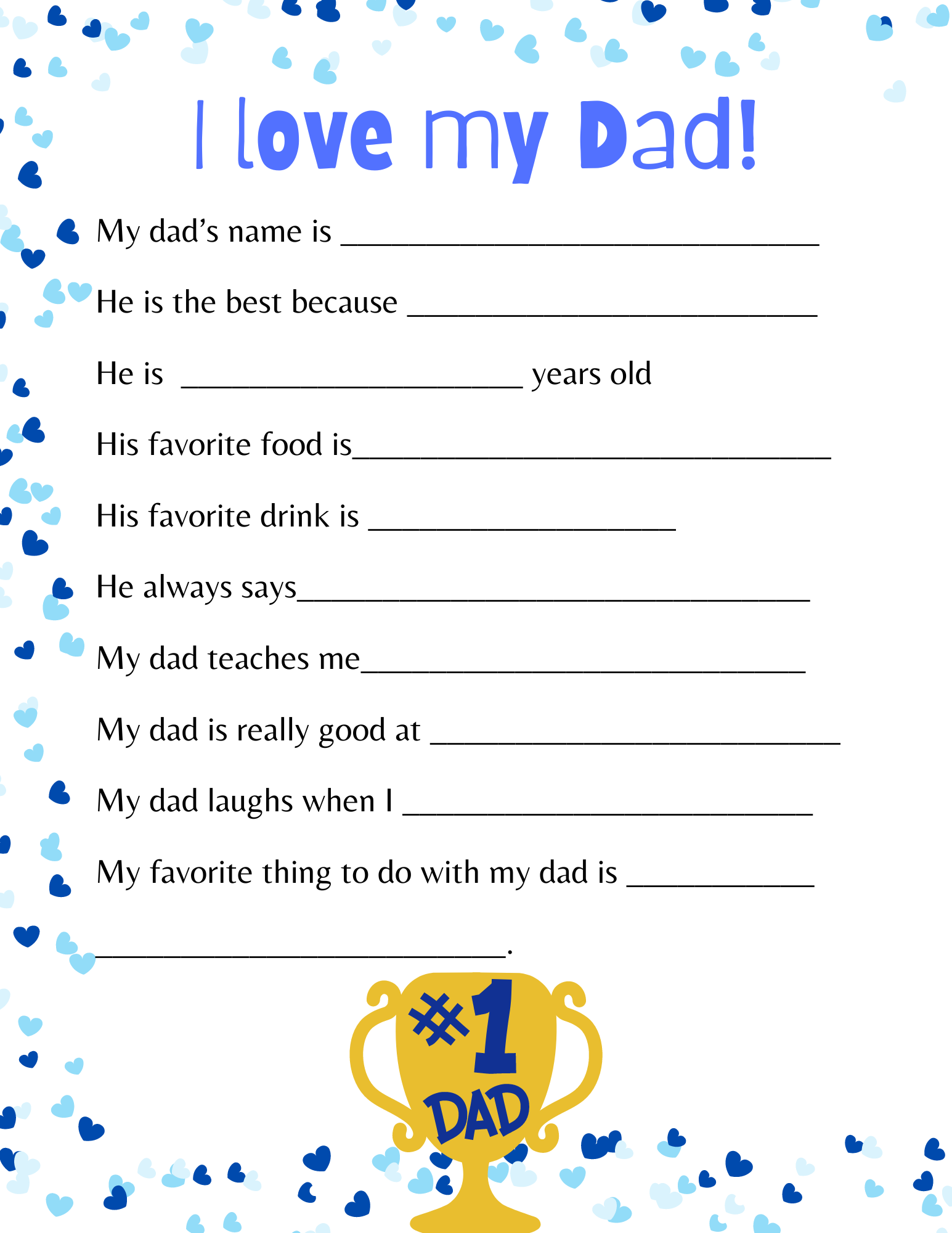 all about dad free printable
