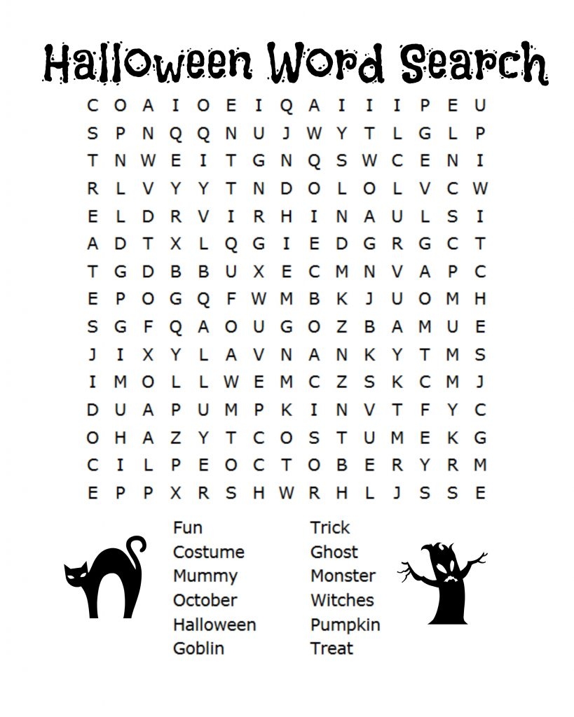 free printable halloween word search