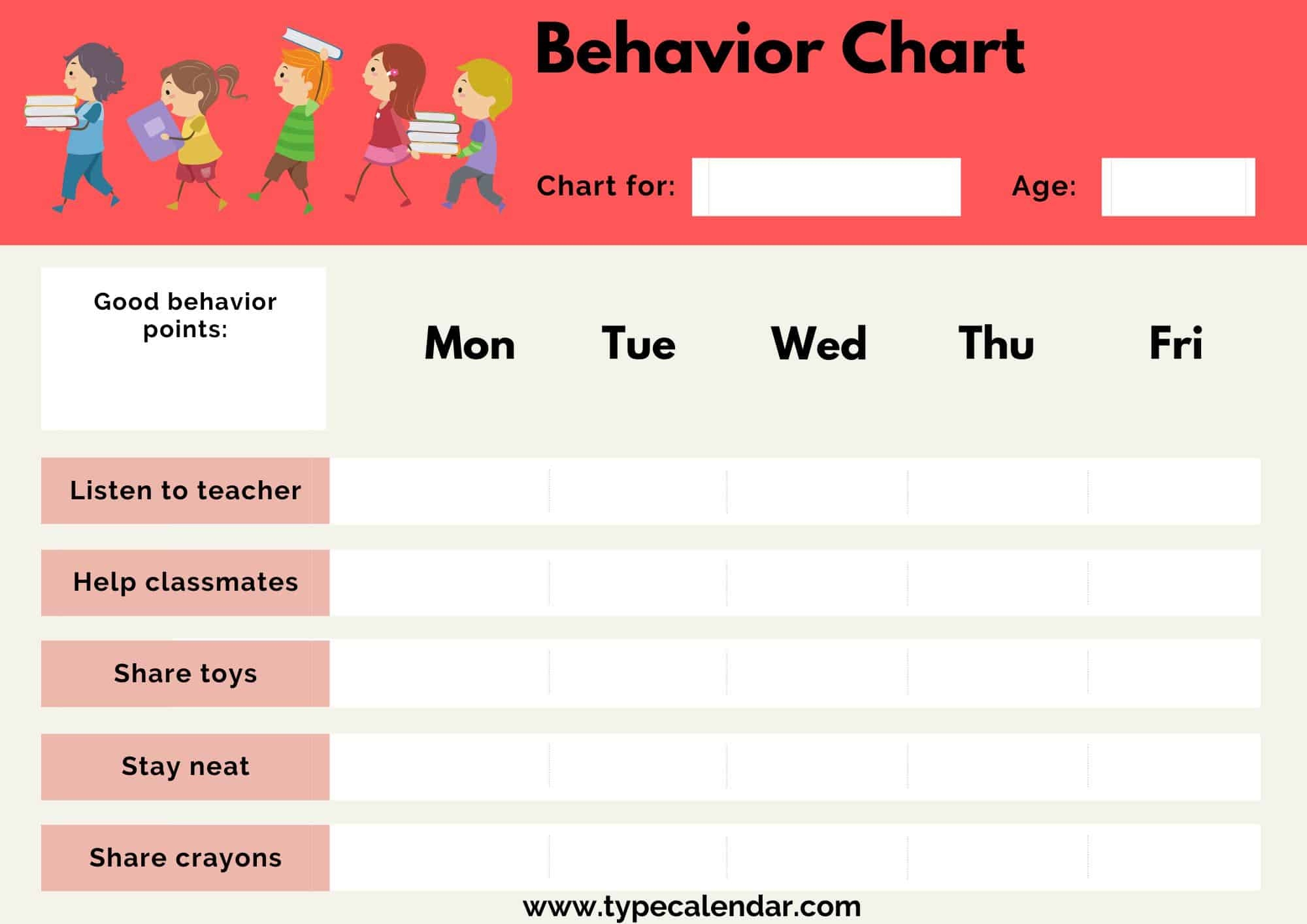 free printable adhd behavior charts