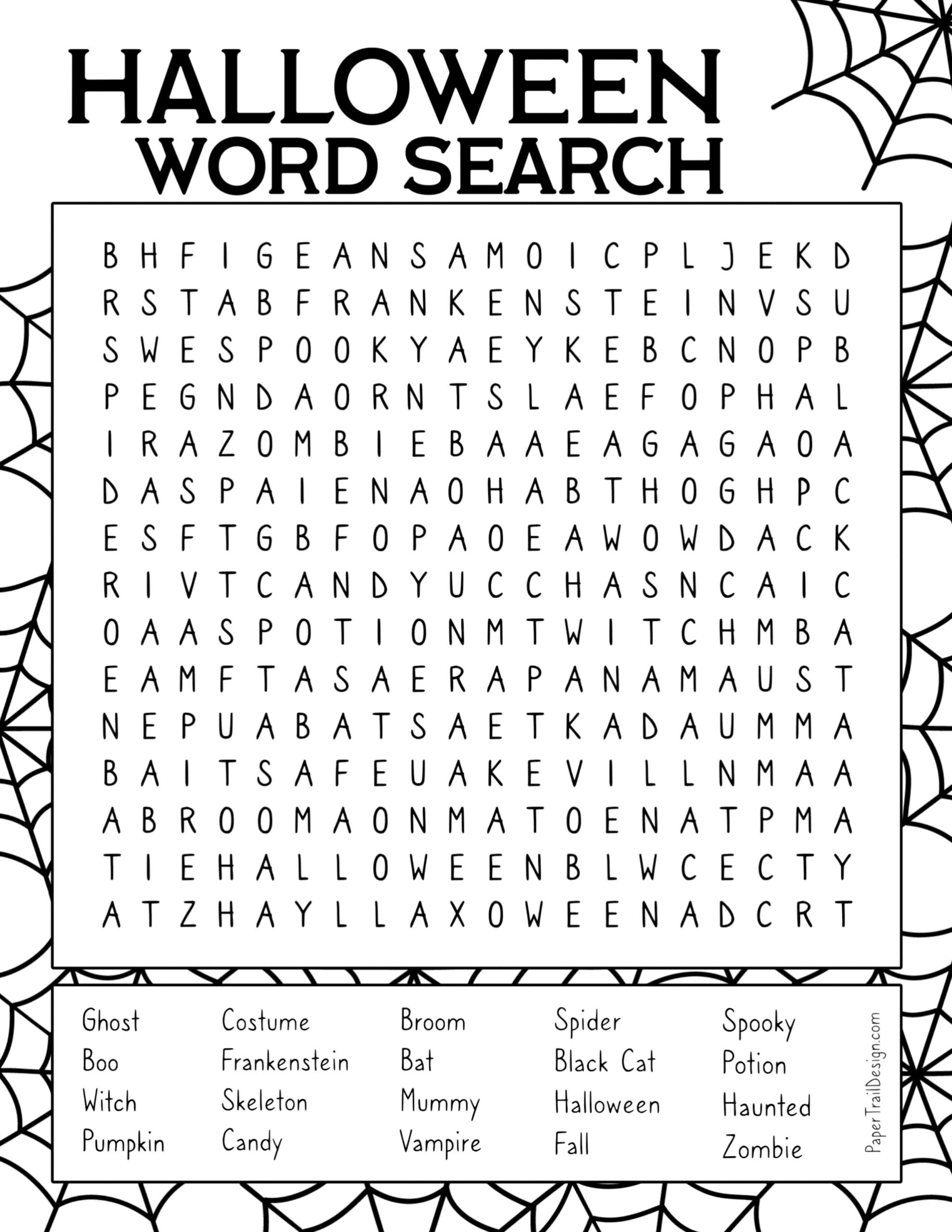 free printable halloween word search