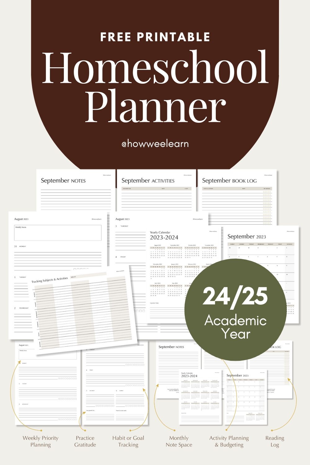 free printable homeschool planner