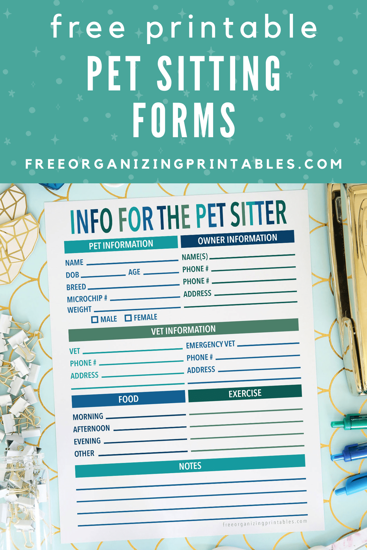 free printable pet sitting forms