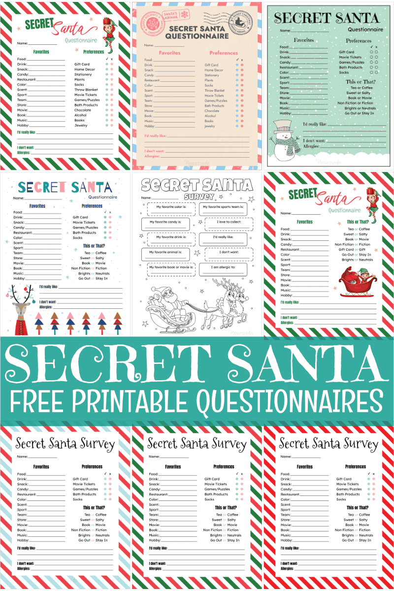free printable secret santa worksheets