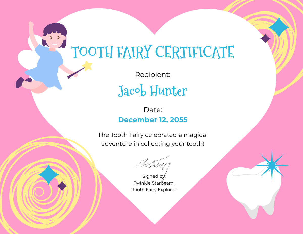 free tooth fairy certificate printable