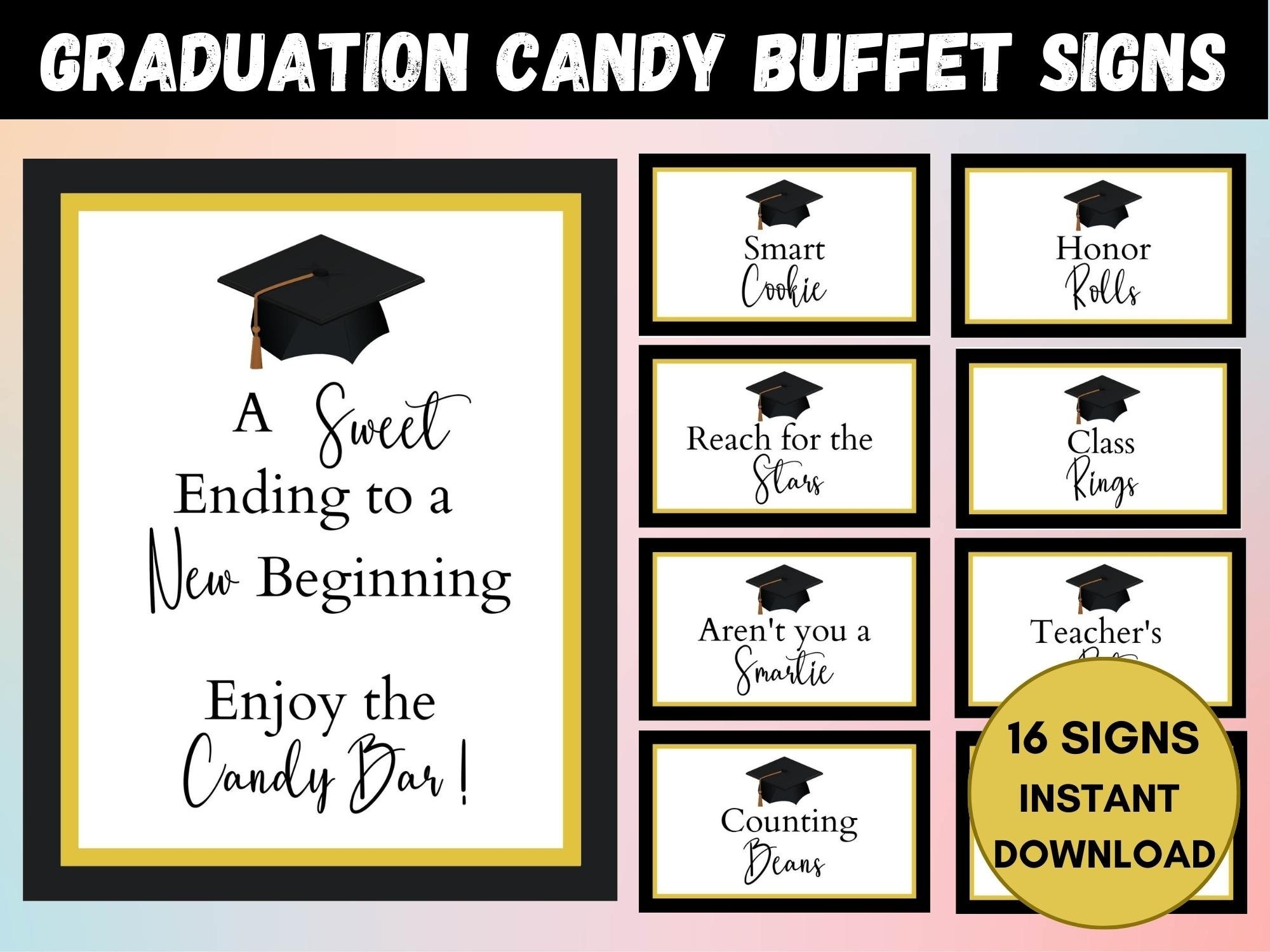 free printable graduation candy buffet signs