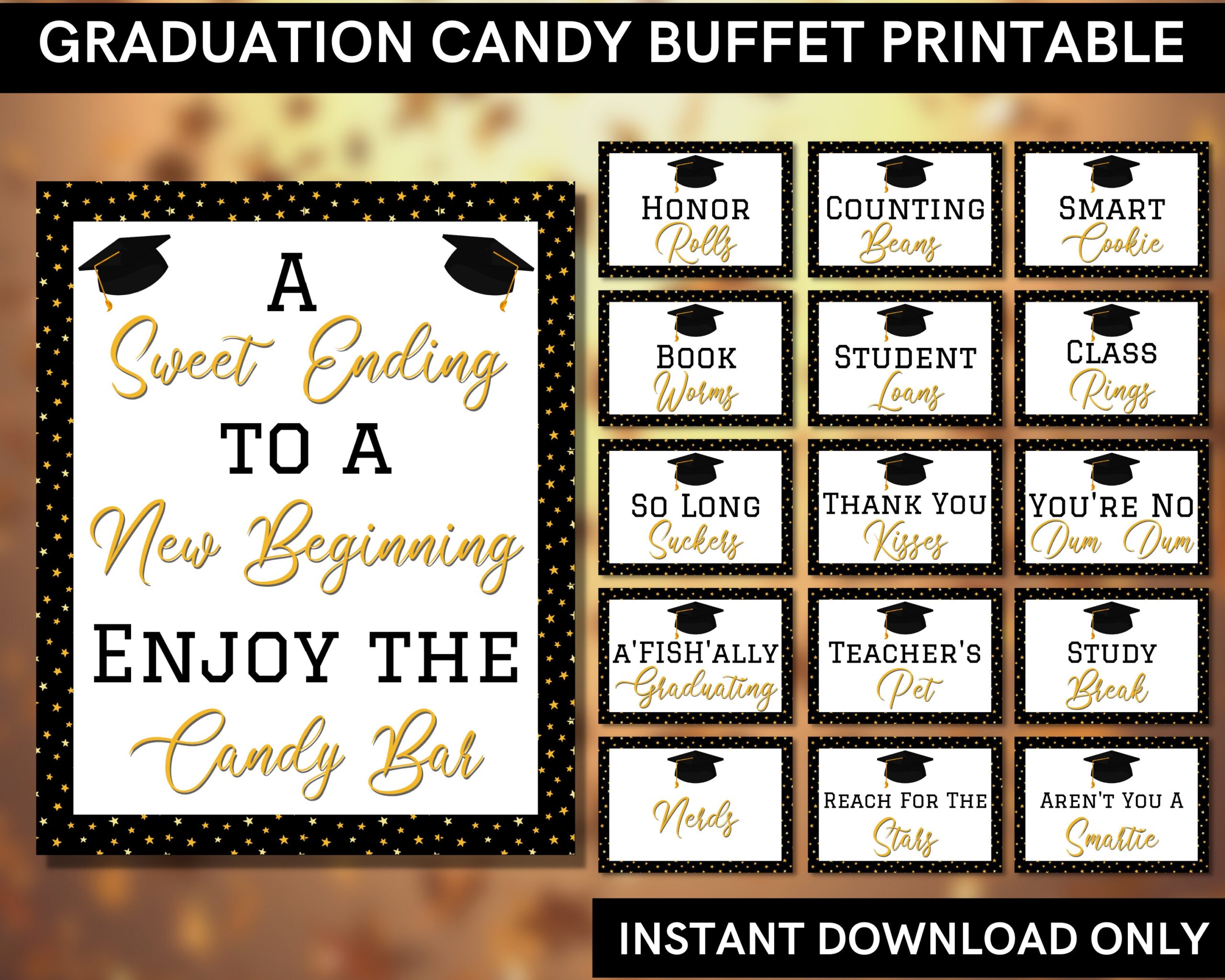 free printable graduation candy buffet signs