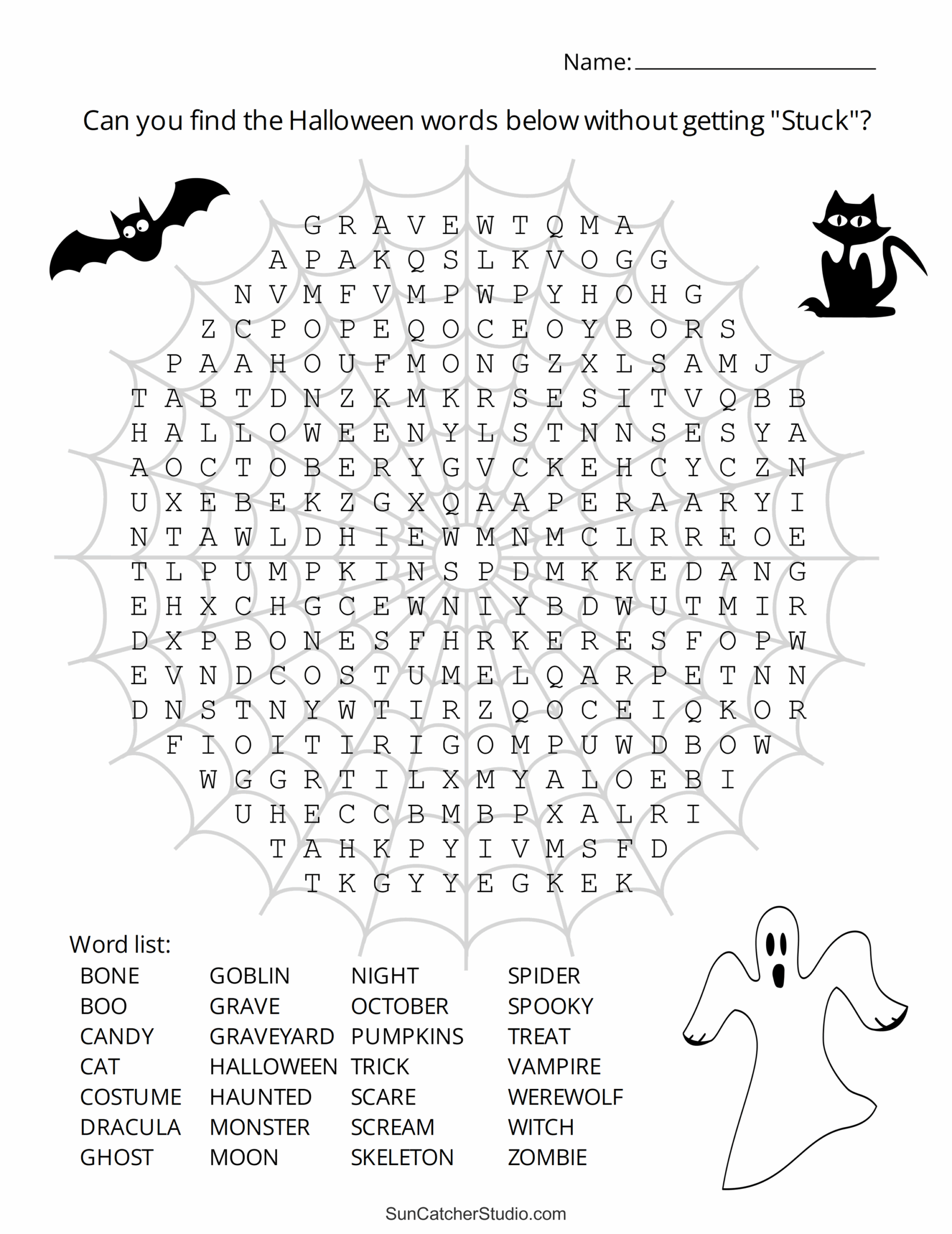 free printable halloween word search