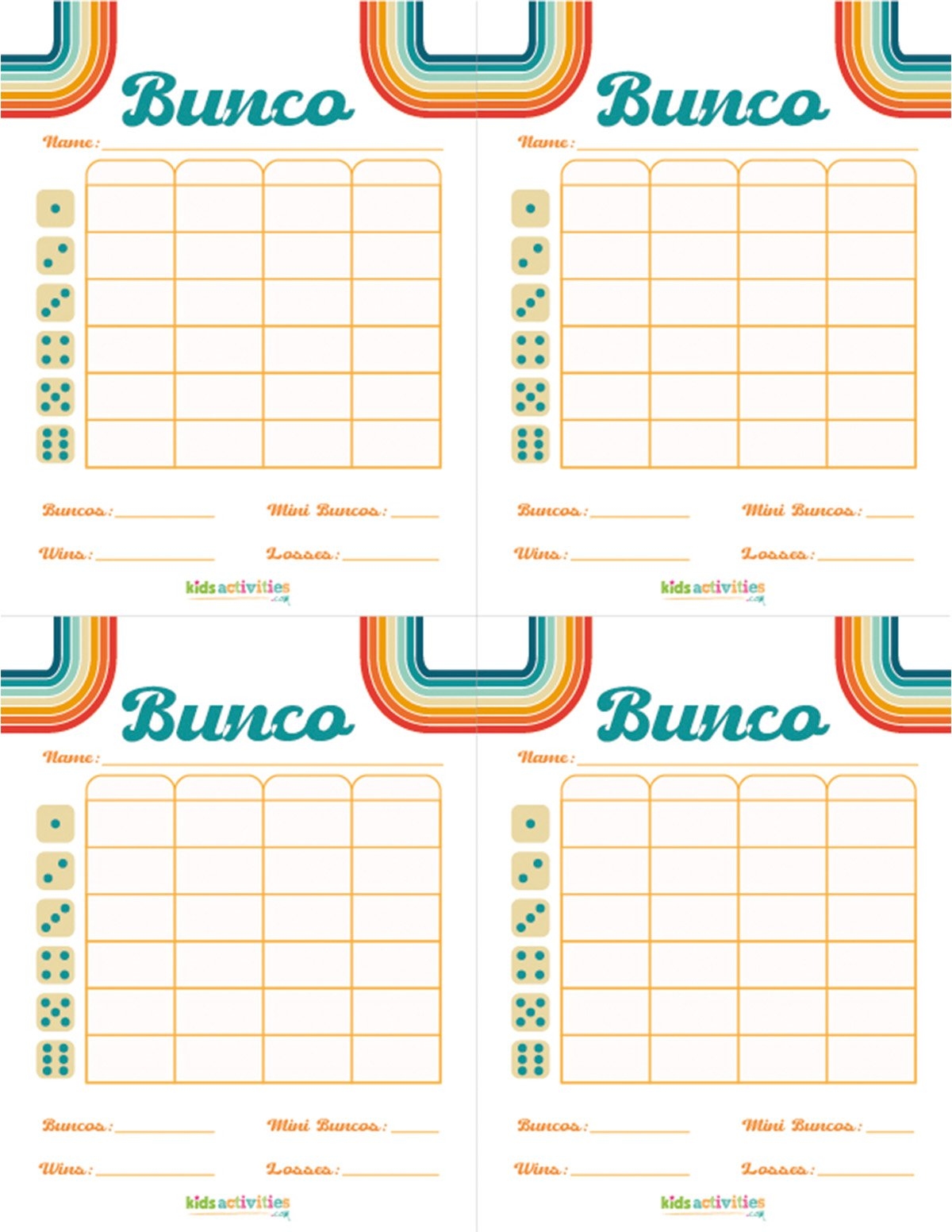 free printable bunco score sheets pdf