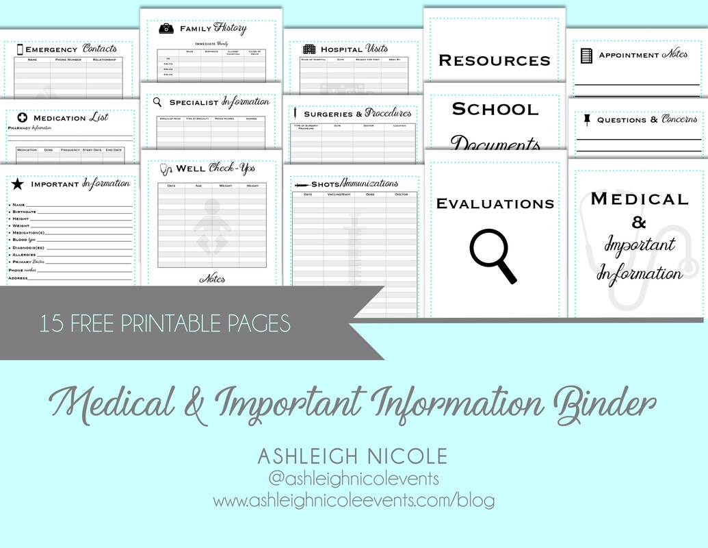 free medical binder printables