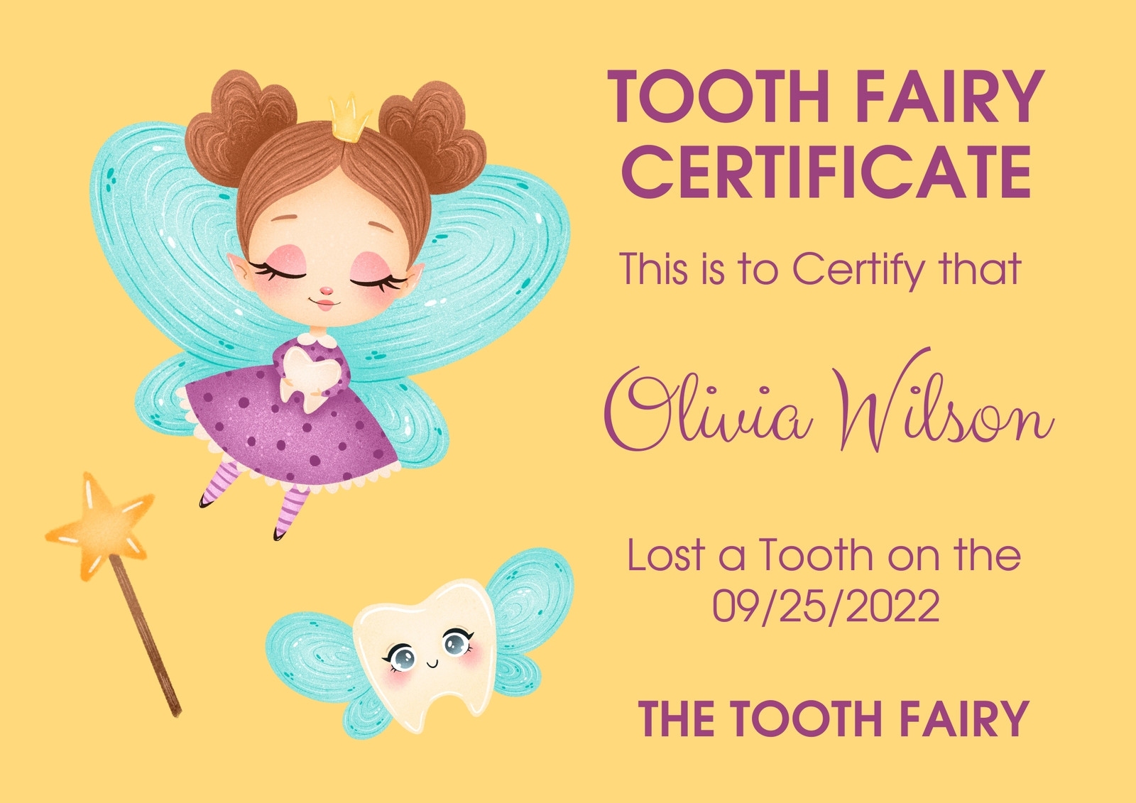 free tooth fairy certificate printable