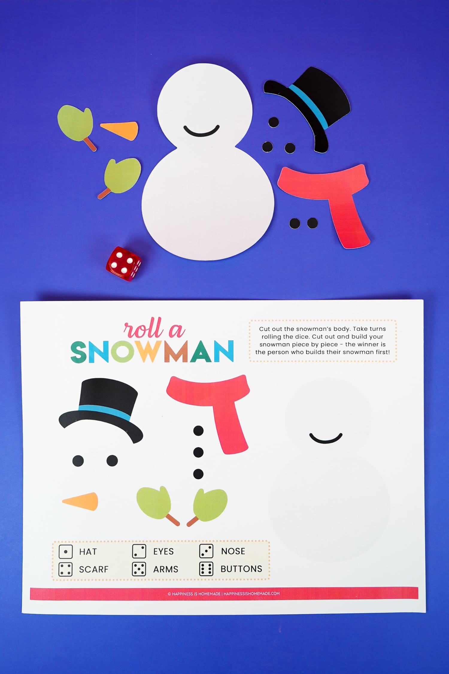 roll a snowman game free printable