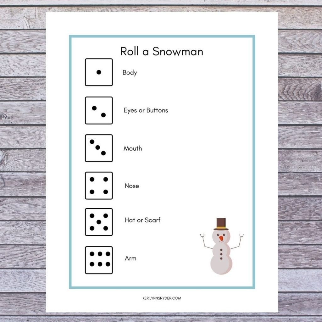 roll a snowman game free printable