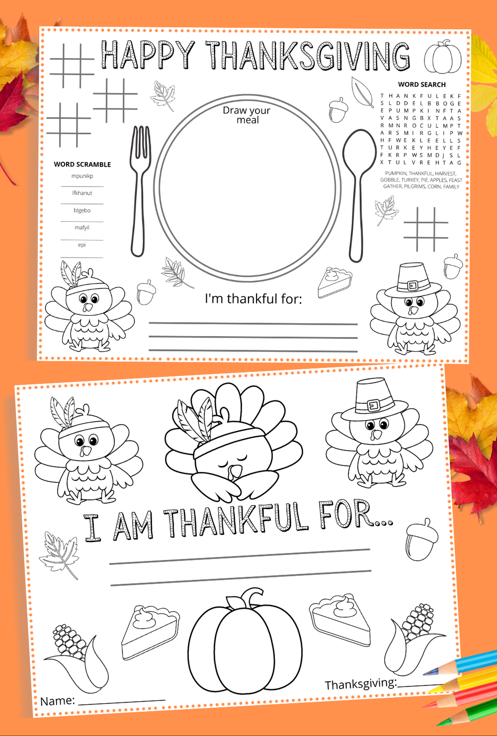 free thanksgiving placemat printables