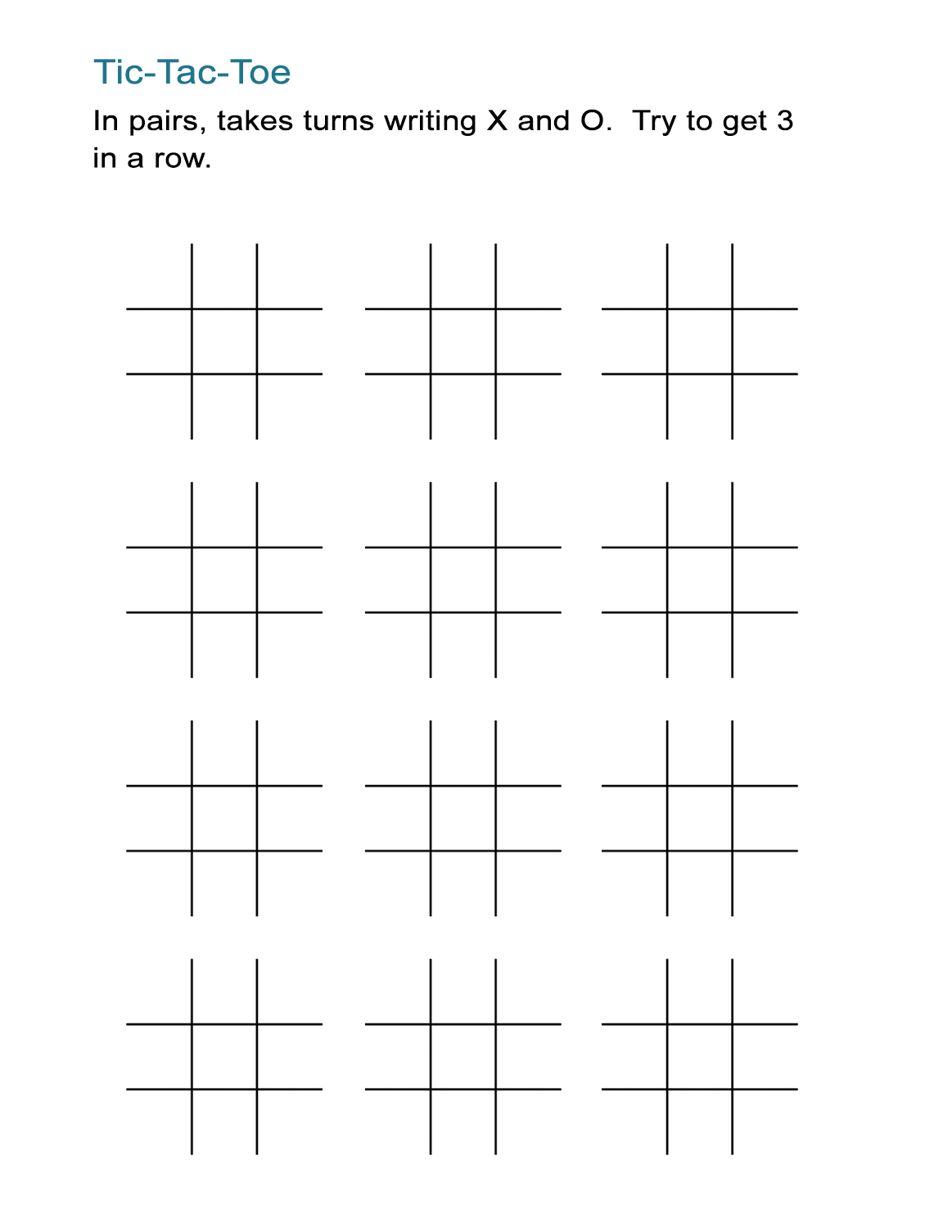 free printable tic tac toe game