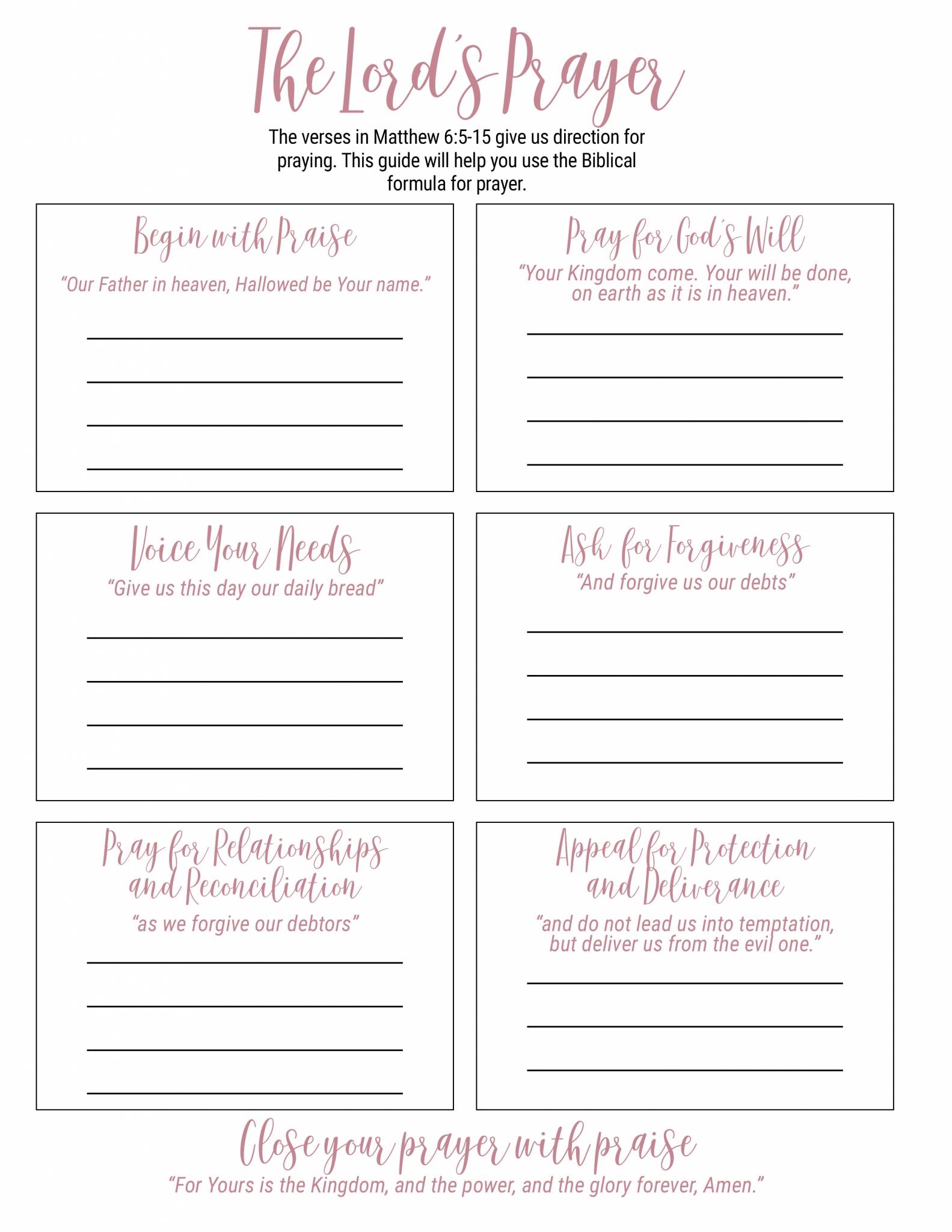 free printable printable lord's prayer