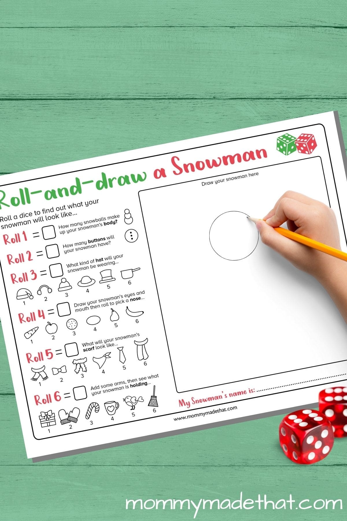 roll a snowman game free printable